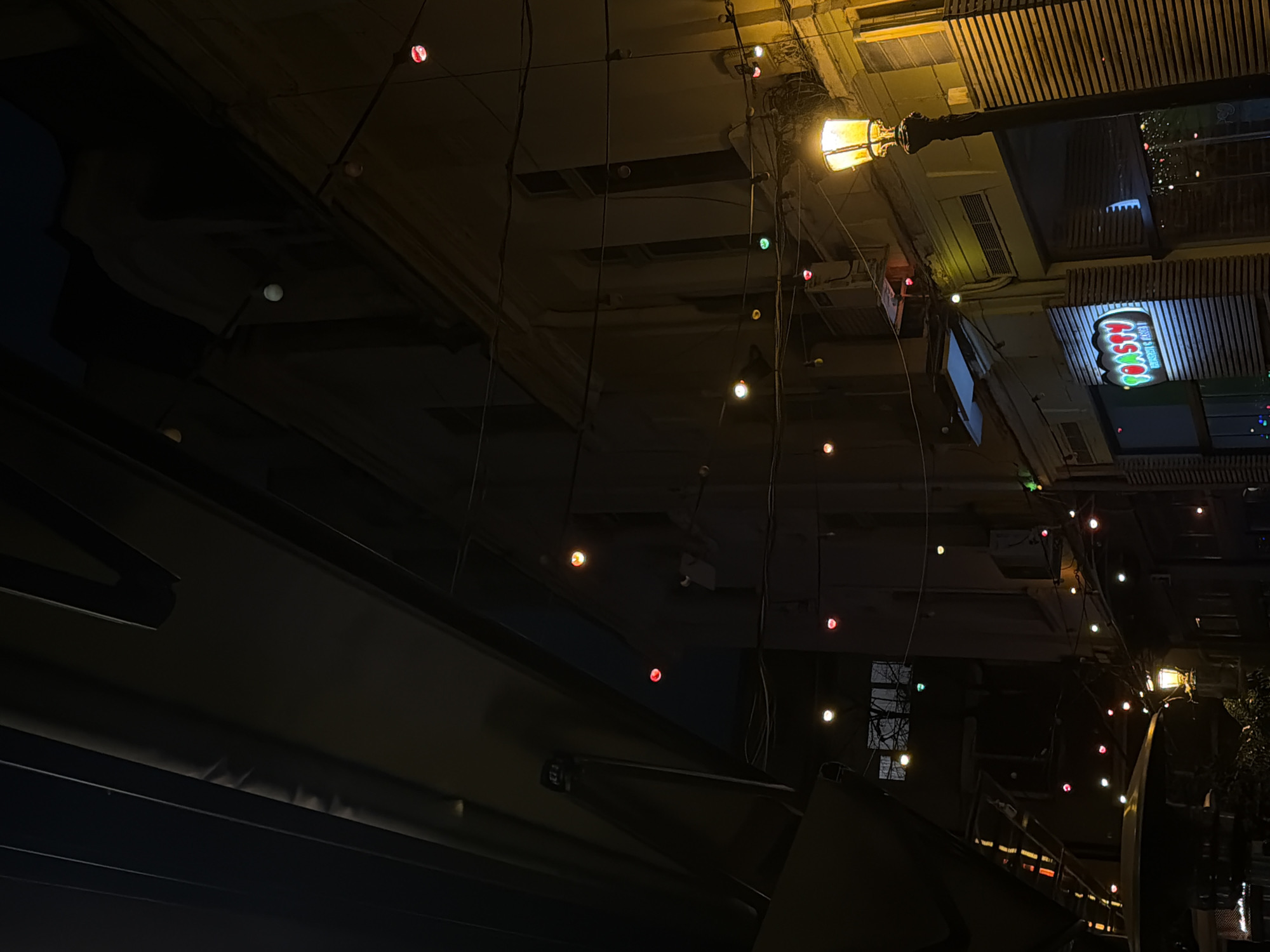 Evening dining scene with lights, heater observed in Plovdiv