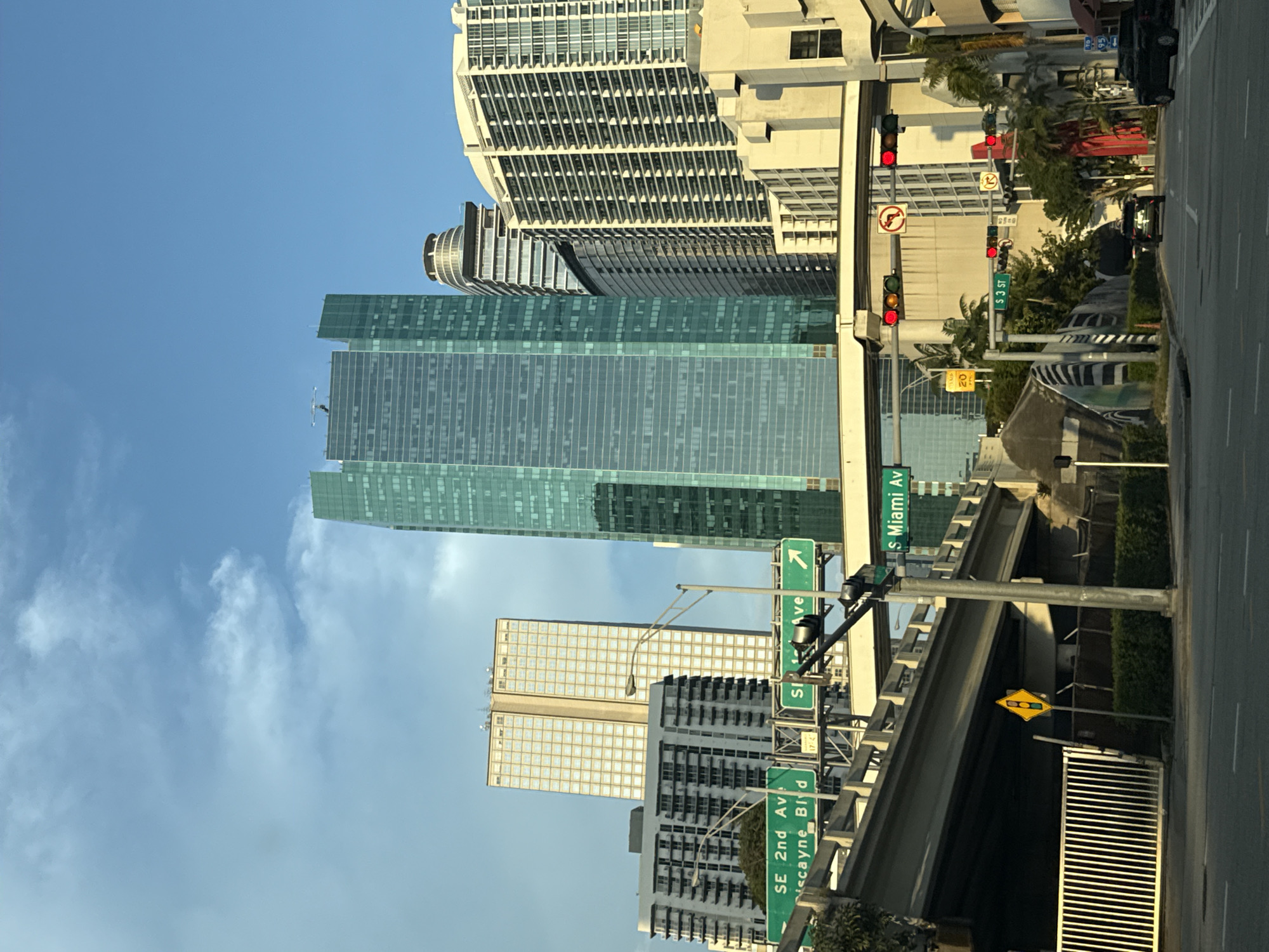 Downtown Miami street scene captured at major intersection