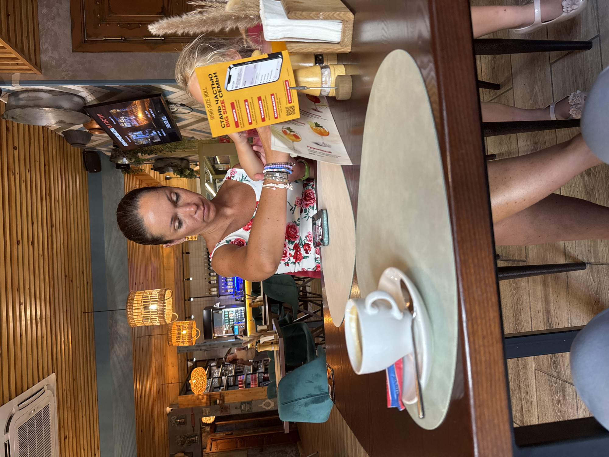 Lunch at a Sochi restaurant, floral dress and berry smoothie