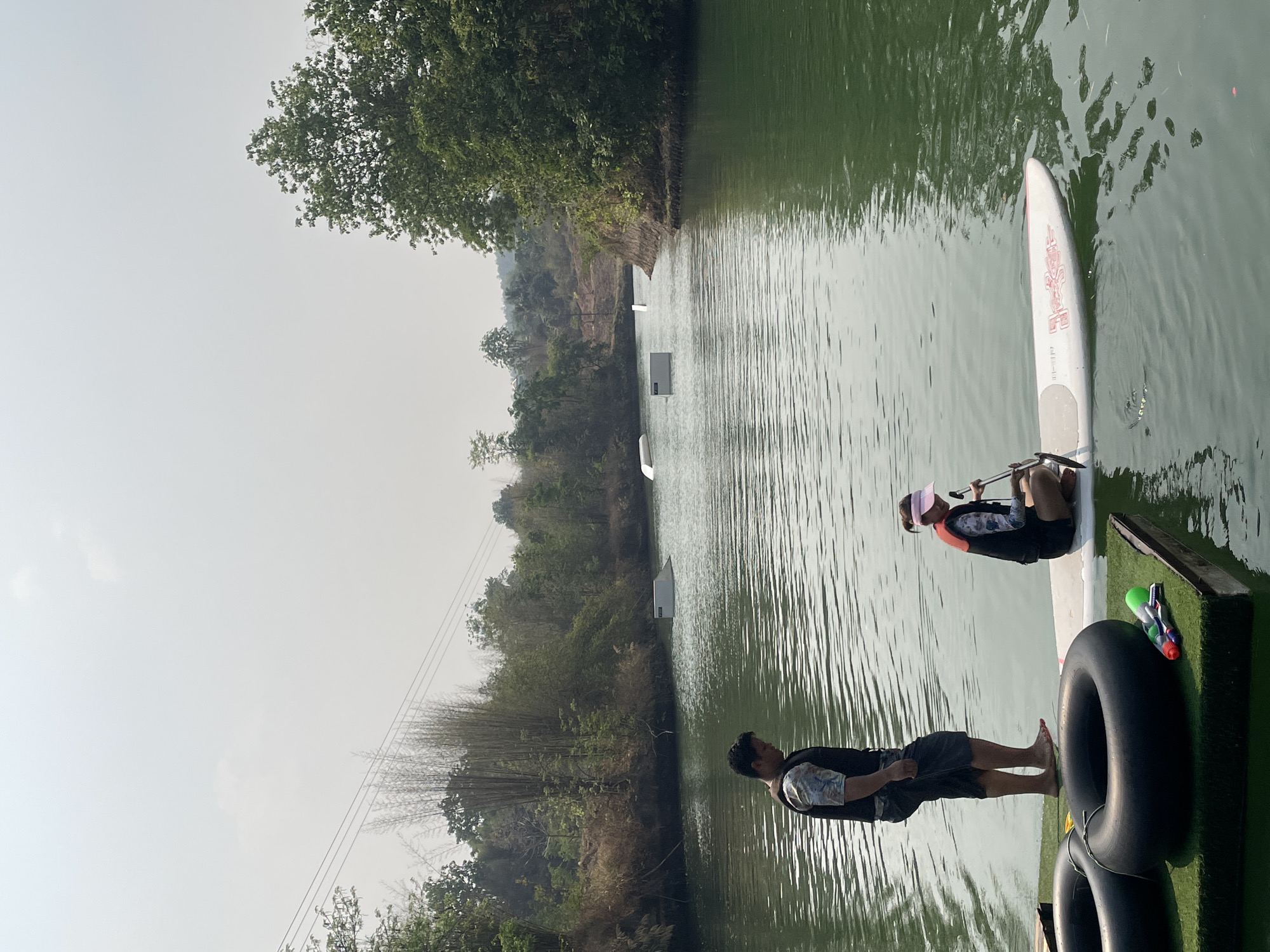 Water skier enjoys morning session on Thai lake