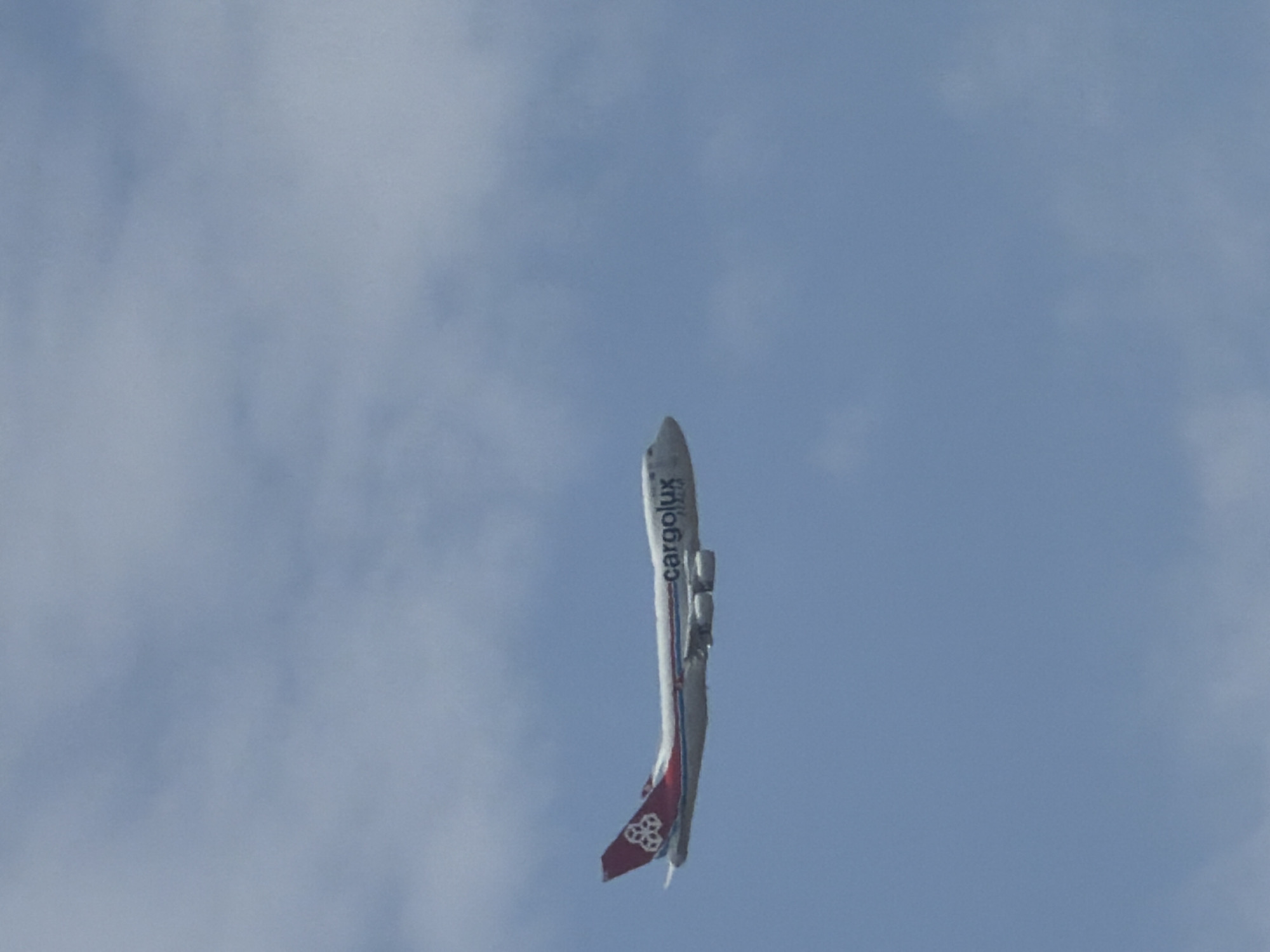 Cargolux overhead, Harley on the road, sunny skies in Luxembourg