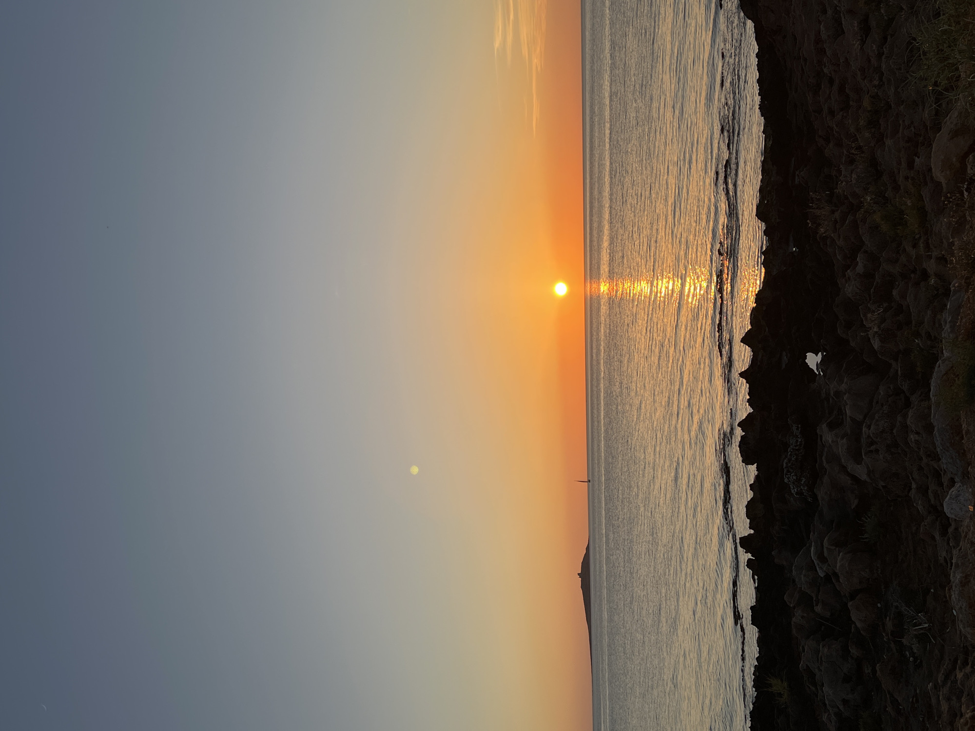 Golden hour over the Palermo coastline, sailboat on the horizon