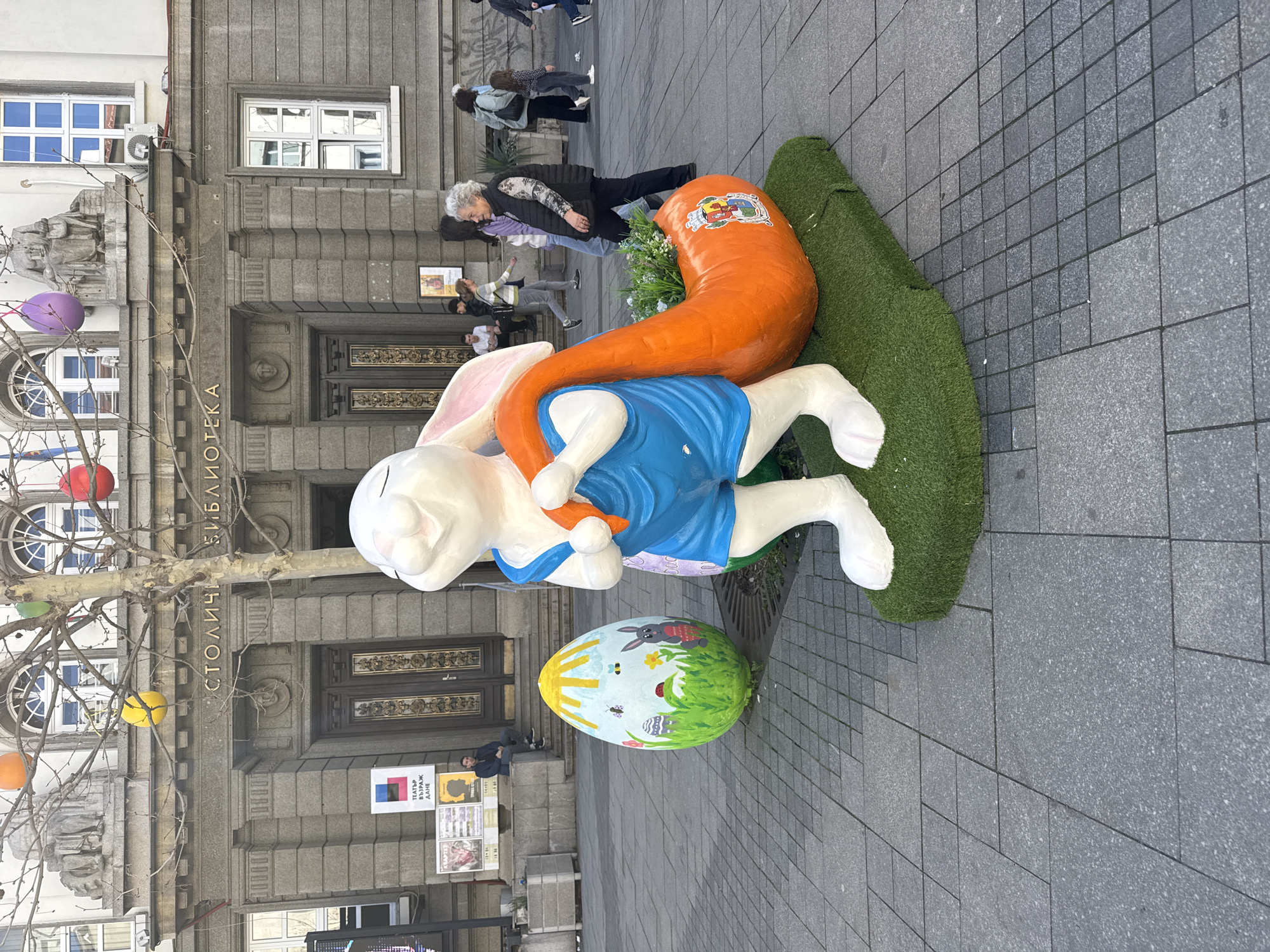 Easter bunny display spotted outside Sofia building