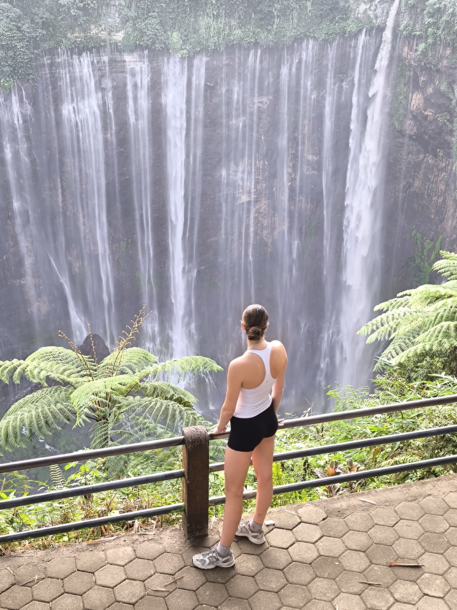 Morning visit to Tumpak Sewu's dramatic curtain waterfall, East Java