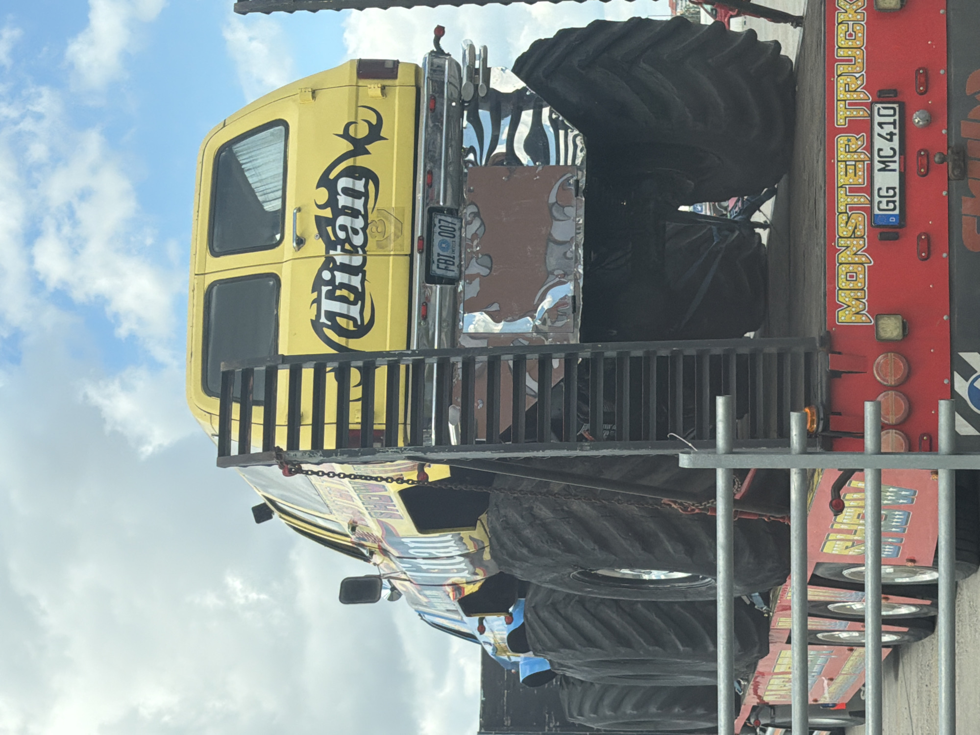 Monster truck convoy spotted traveling through Oradea, Romania