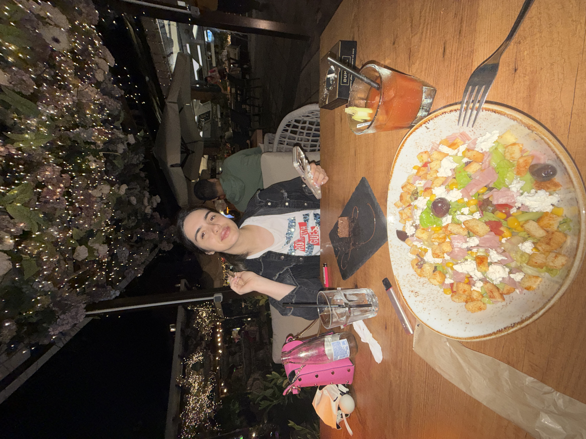 Evening dining captured at outdoor Sofia restaurant