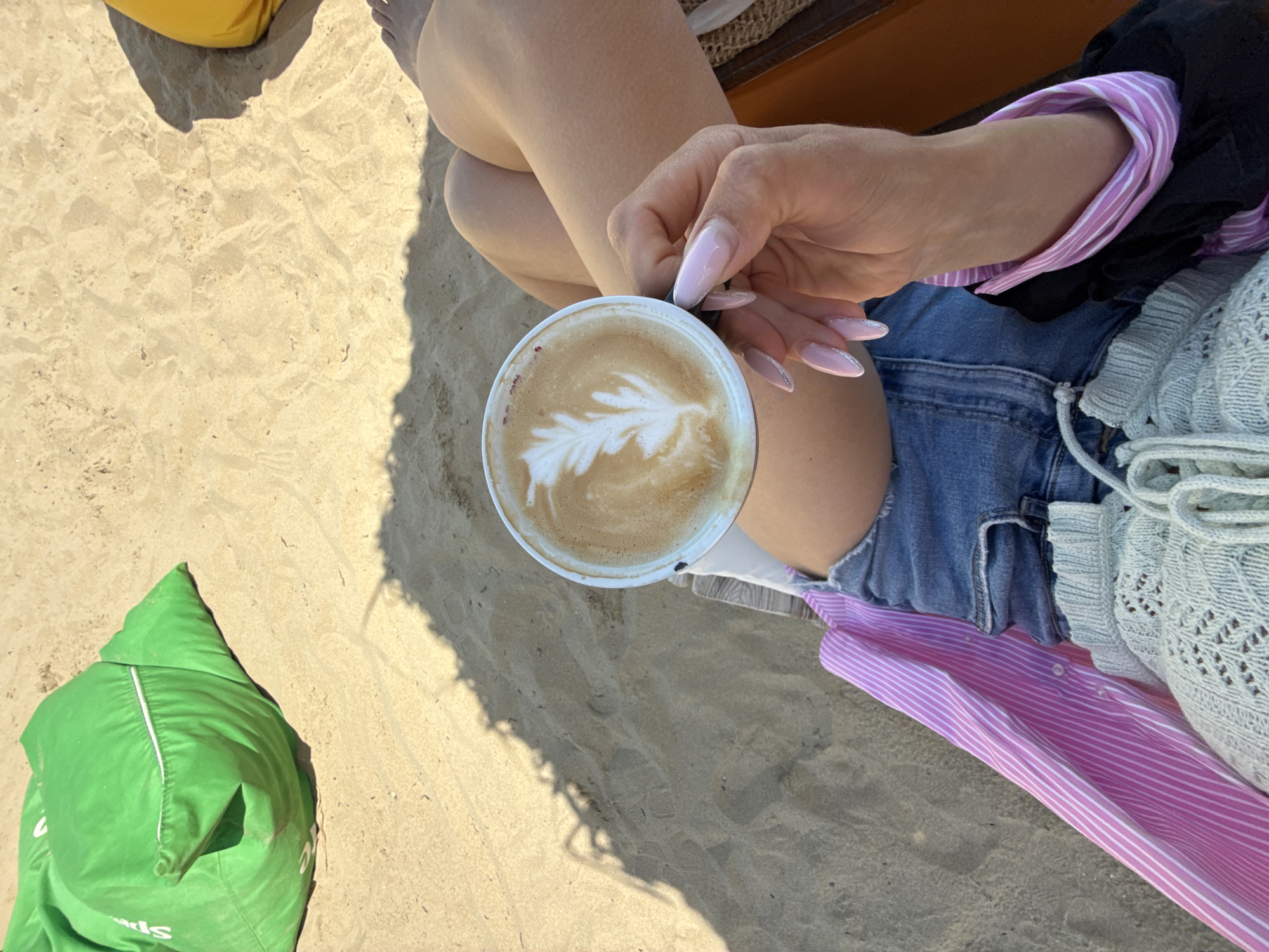 Coffee break captured on sunny Nesebar beach