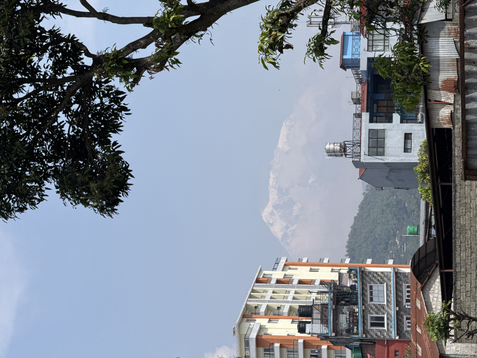 Hazy mountain view captured in Pokhara, Nepal