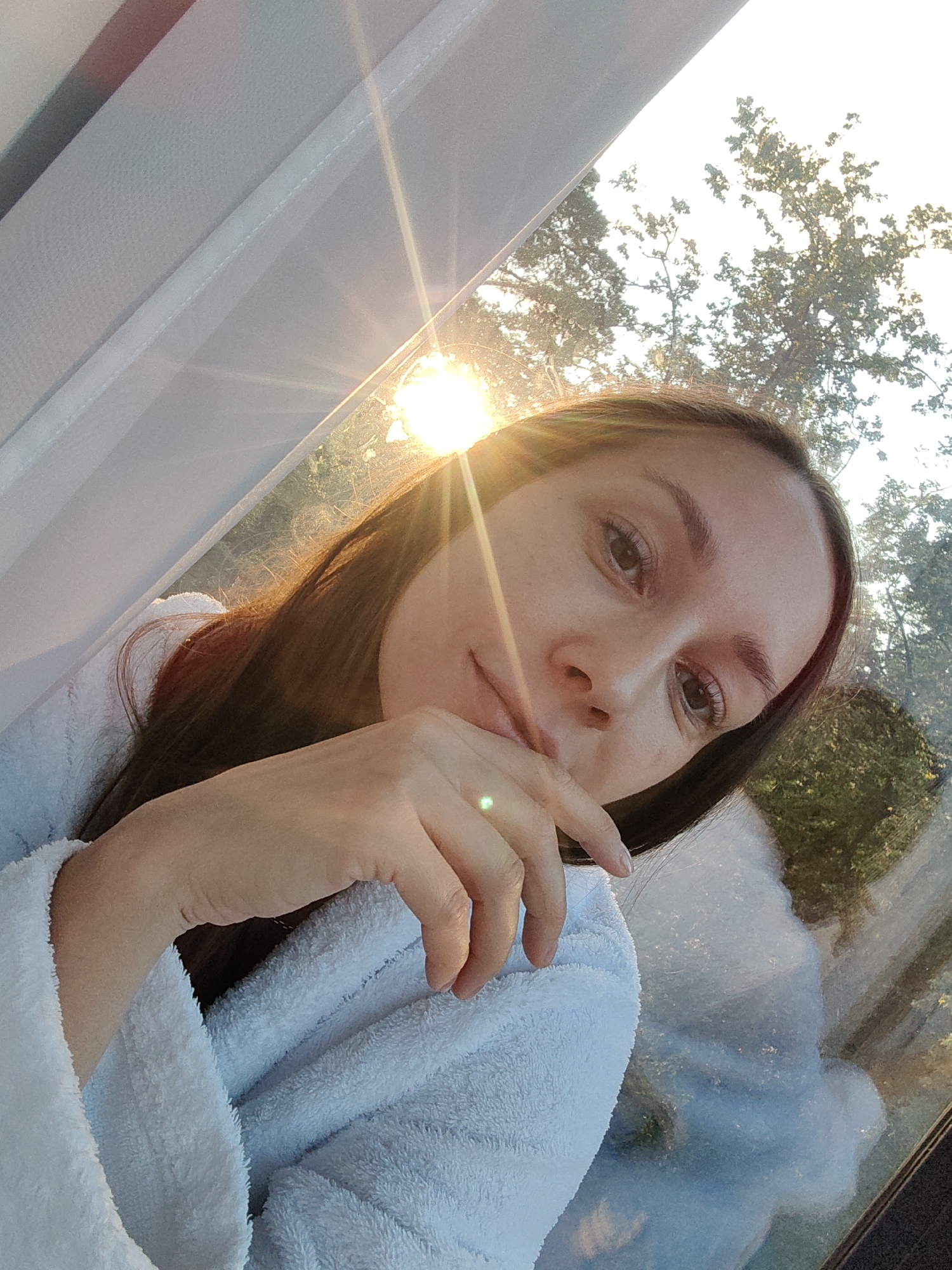 Bathrobe selfies and a #SelfCare graphic, ready to post