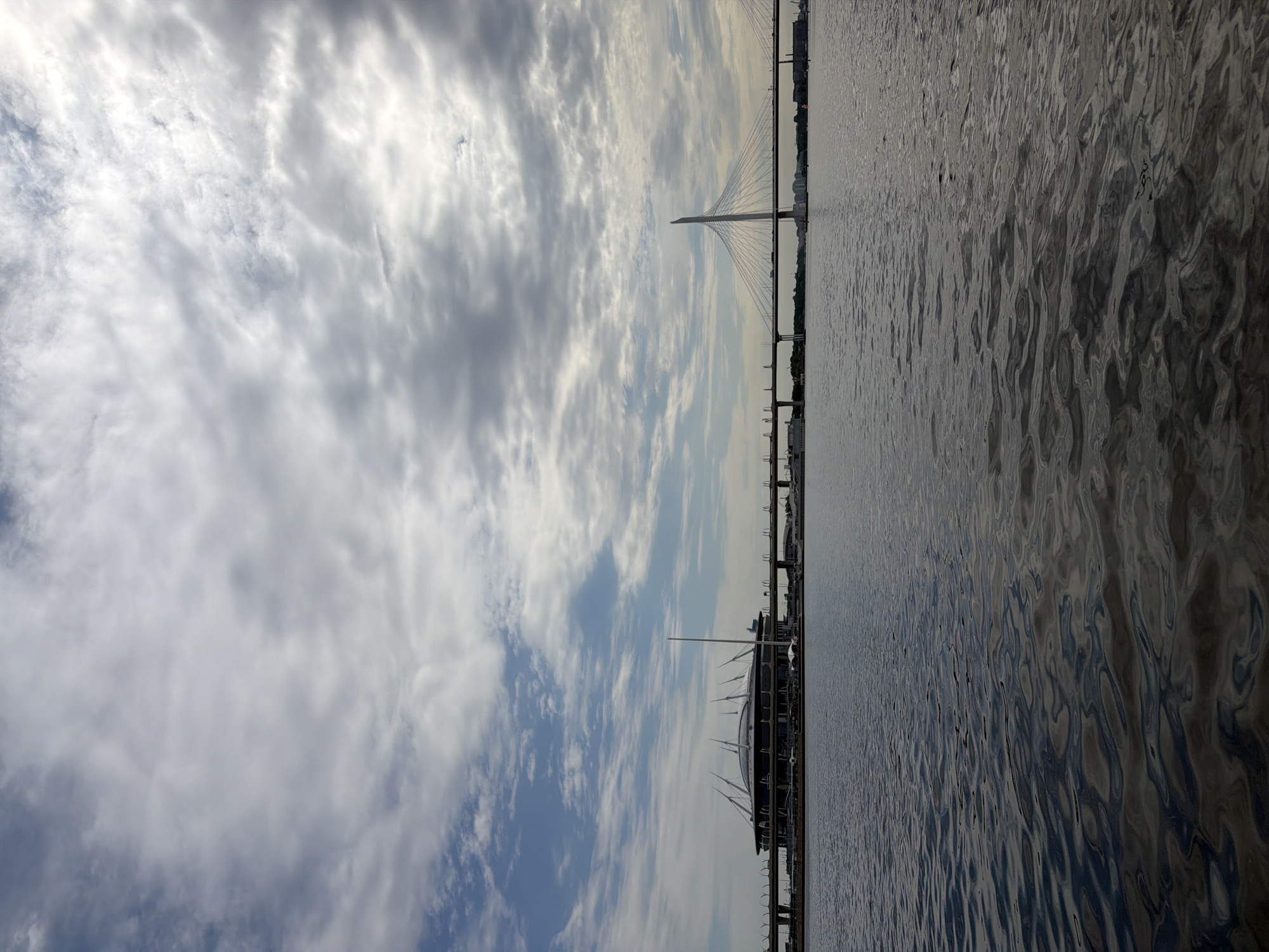 Morning boat activity observed on Neva River near stadium