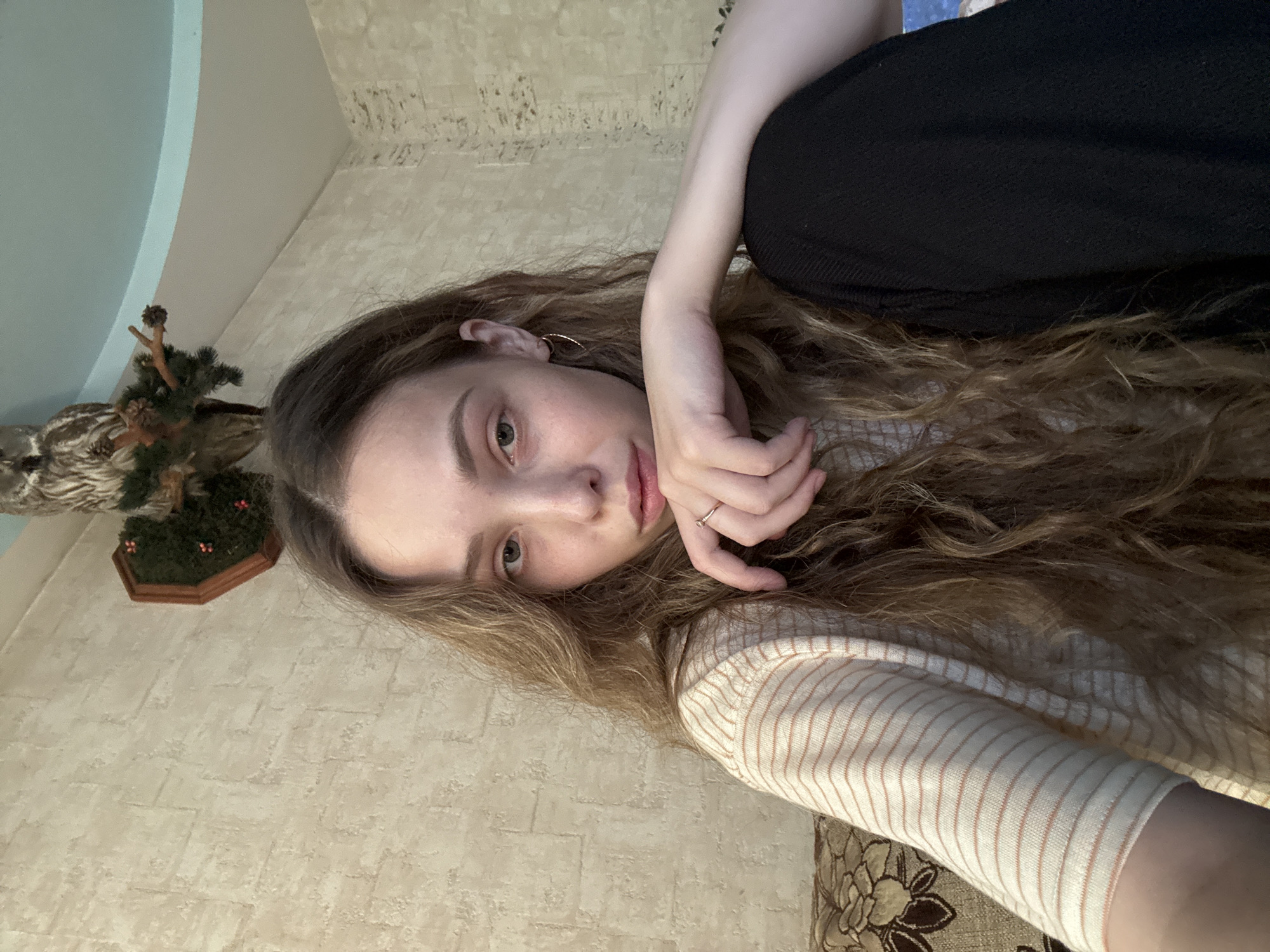 Relaxed home session with selfies, a cat, and an owl
