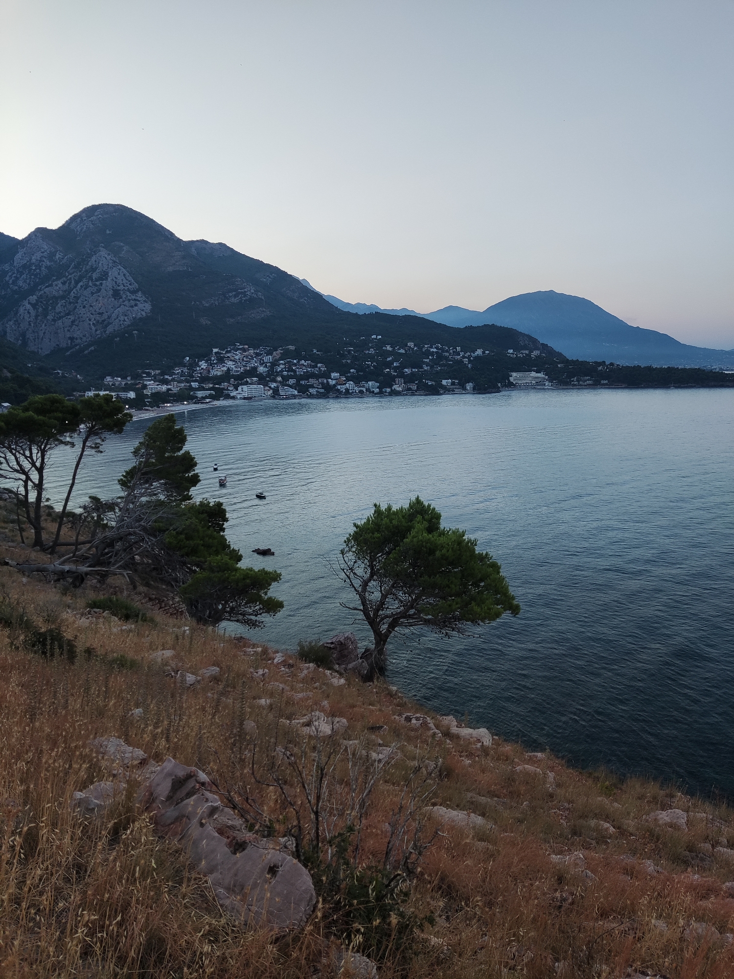 Dusk views over Sutomore from a rocky hillside above town