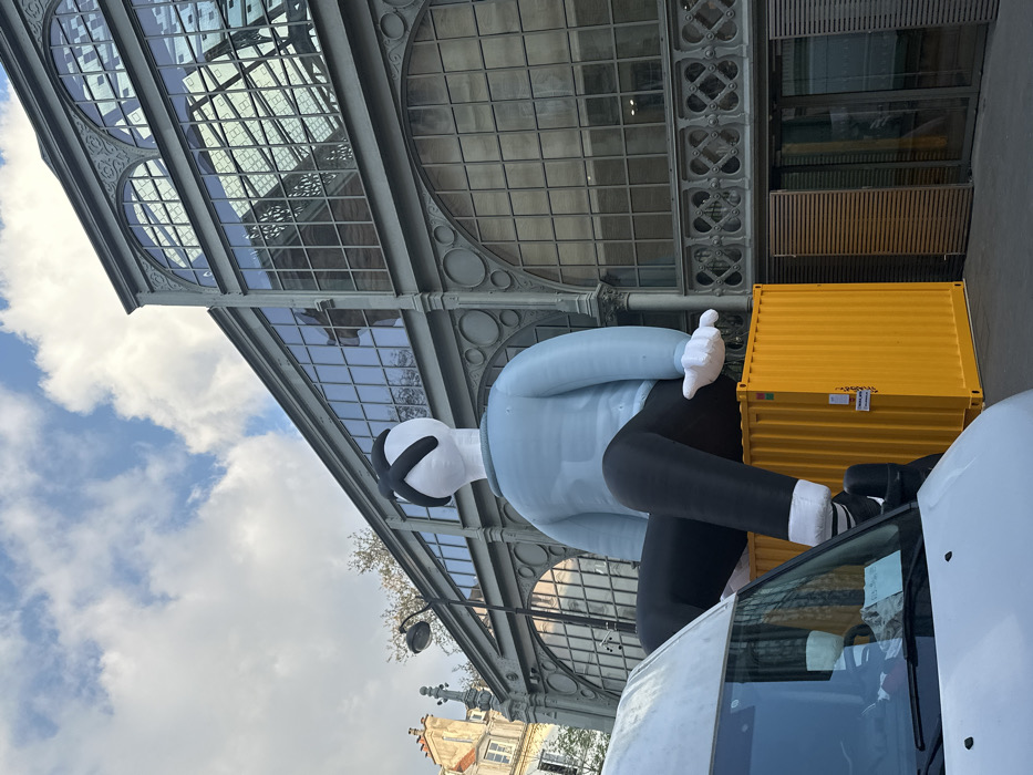 Large inflatable art installation displayed in central Paris