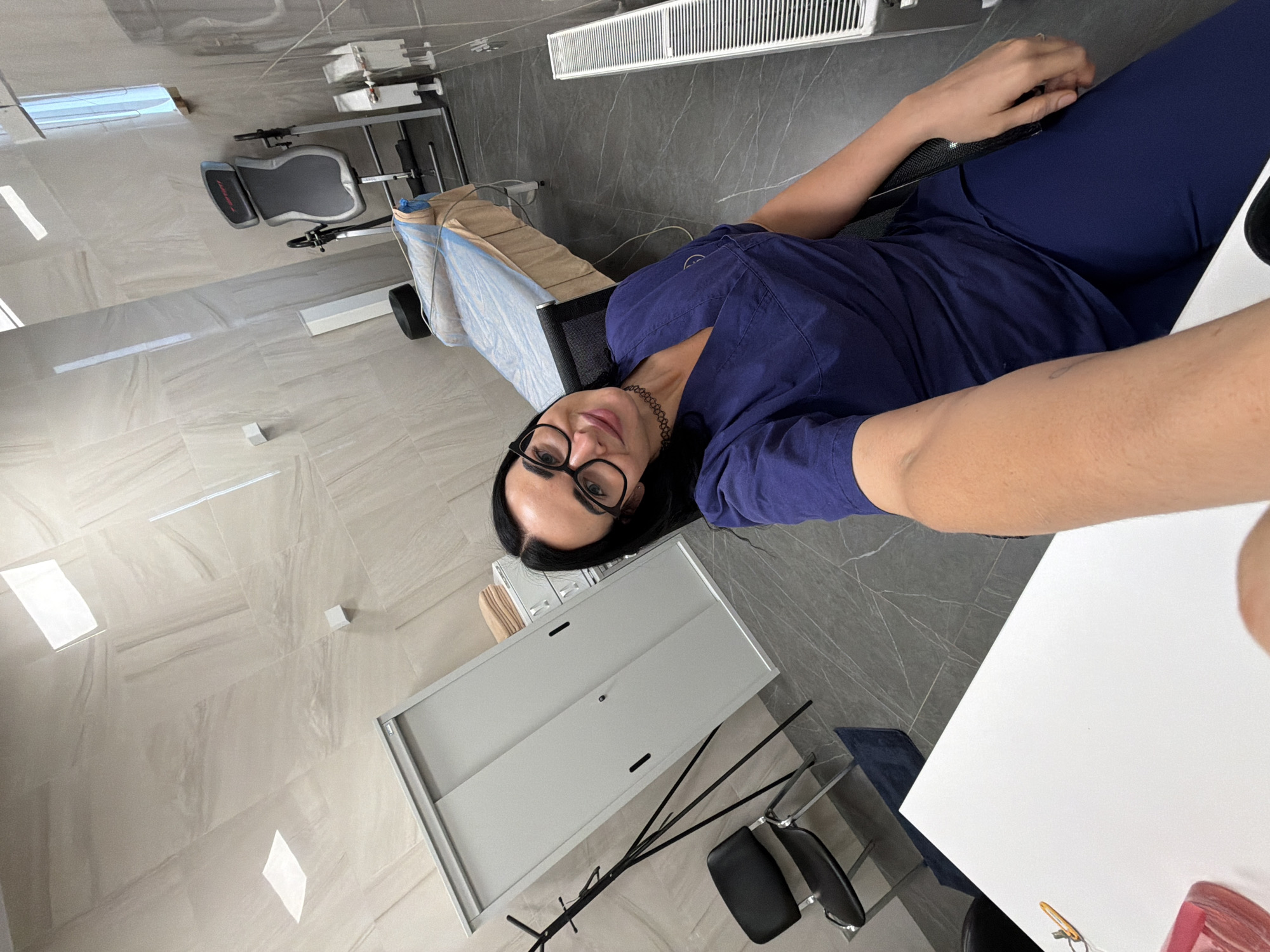 Medical worker documents shift with selfies in Saint Petersburg