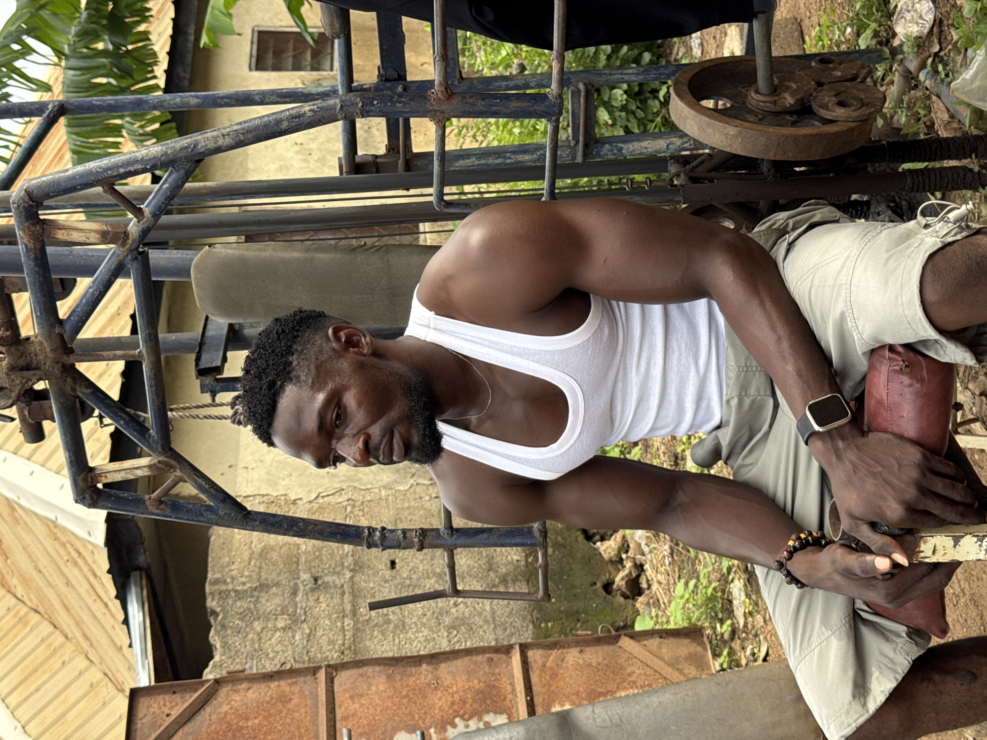 Outdoor gym, kids at play, and polling activity in Akwanga