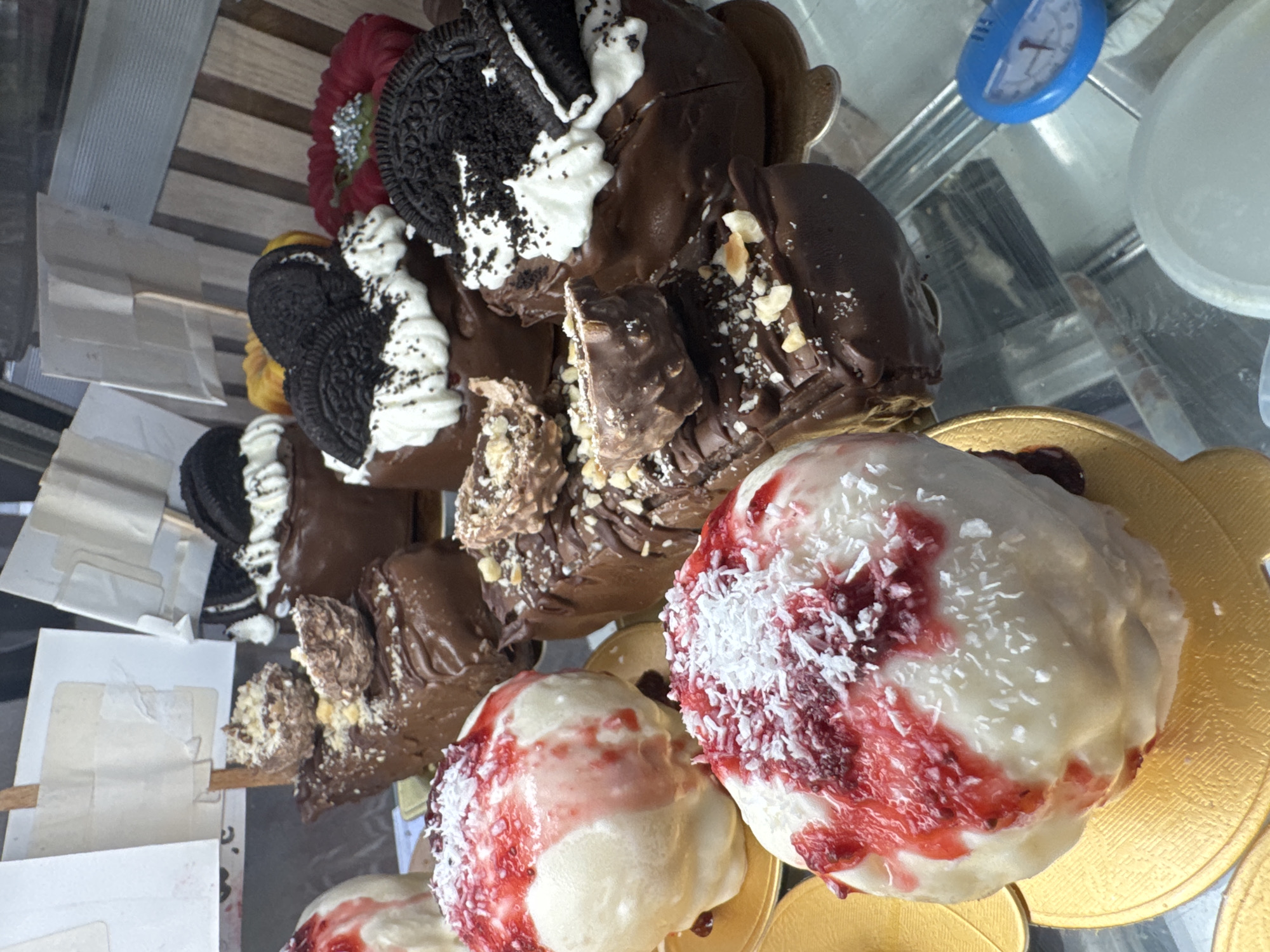 Tourist documents desserts, stores, military jet in Kardzhali, Bulgaria
