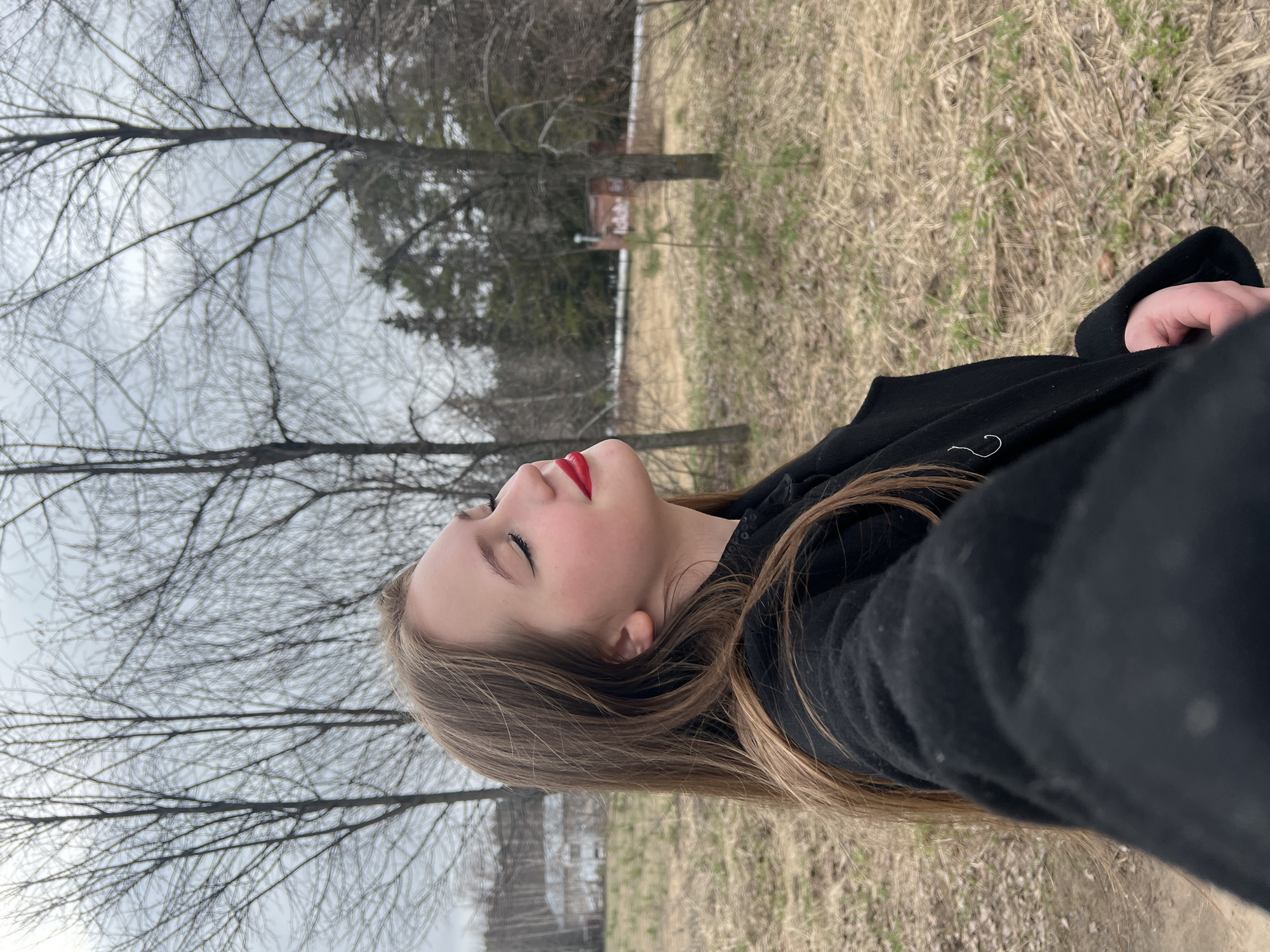 Nature walk documented through selfies and stream footage in Chaikovsky