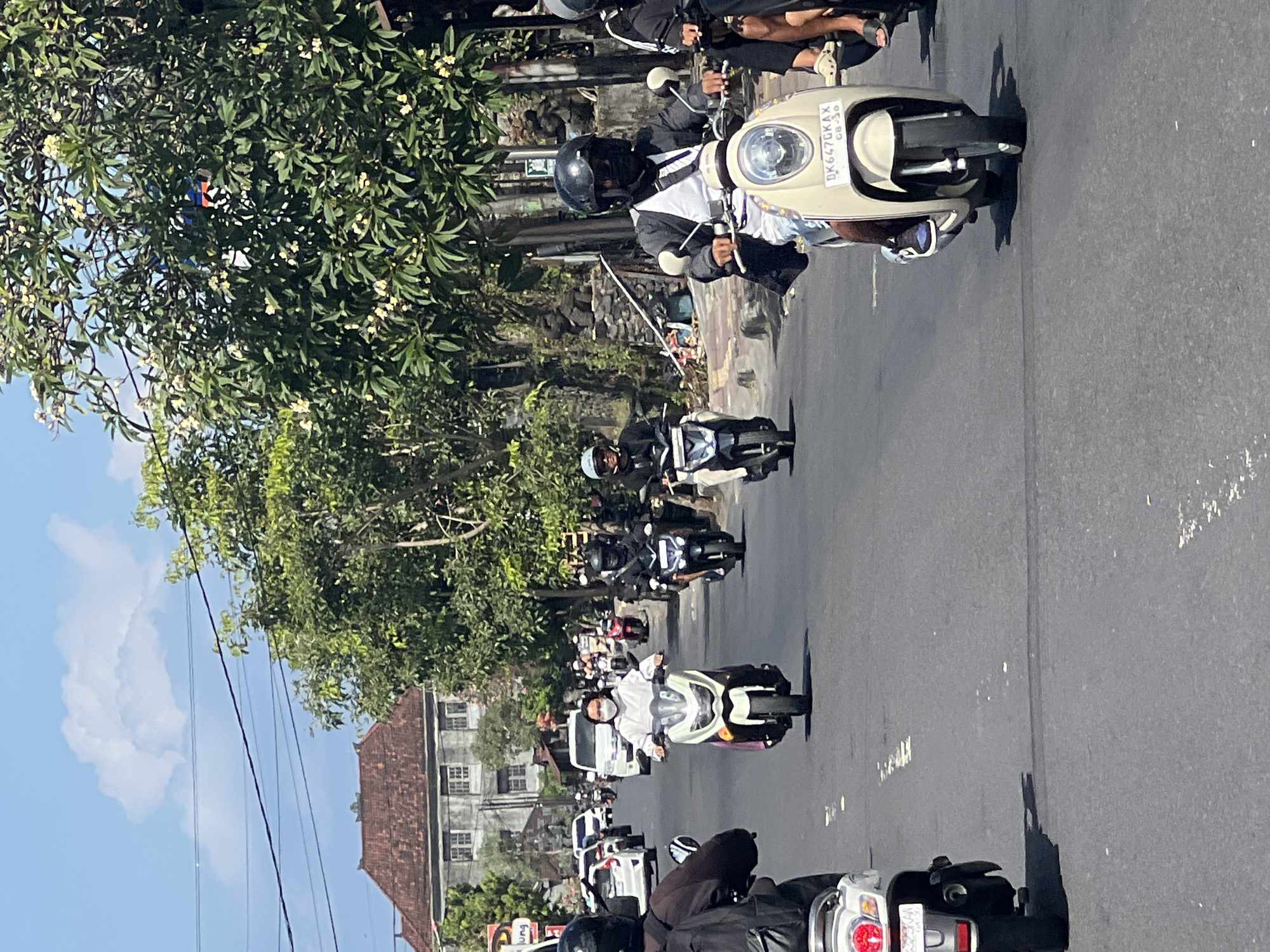 Normal motorcycle traffic observed in Sukawati, Indonesia