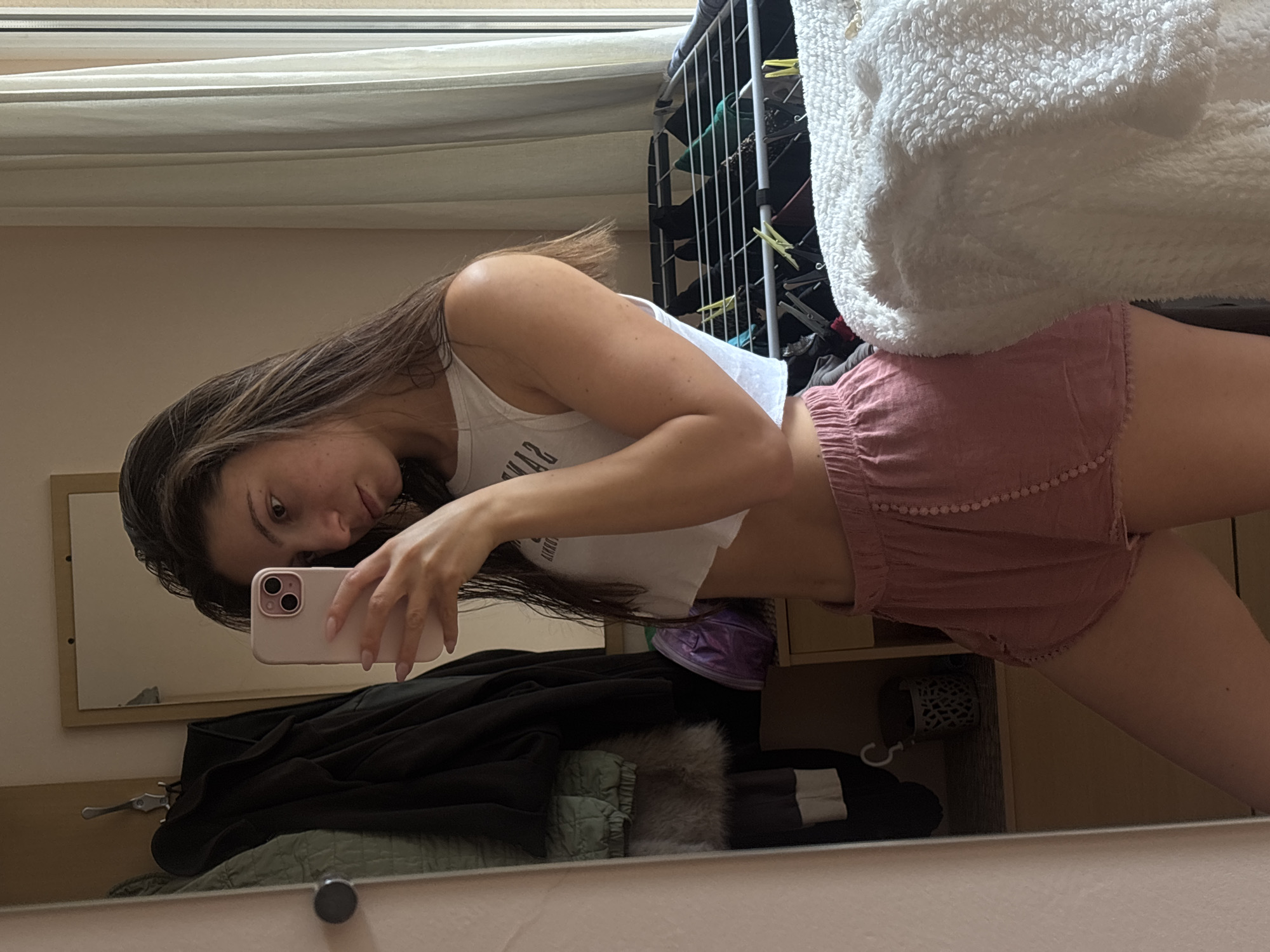 Mirror selfie series in a Varna bedroom, June 2026