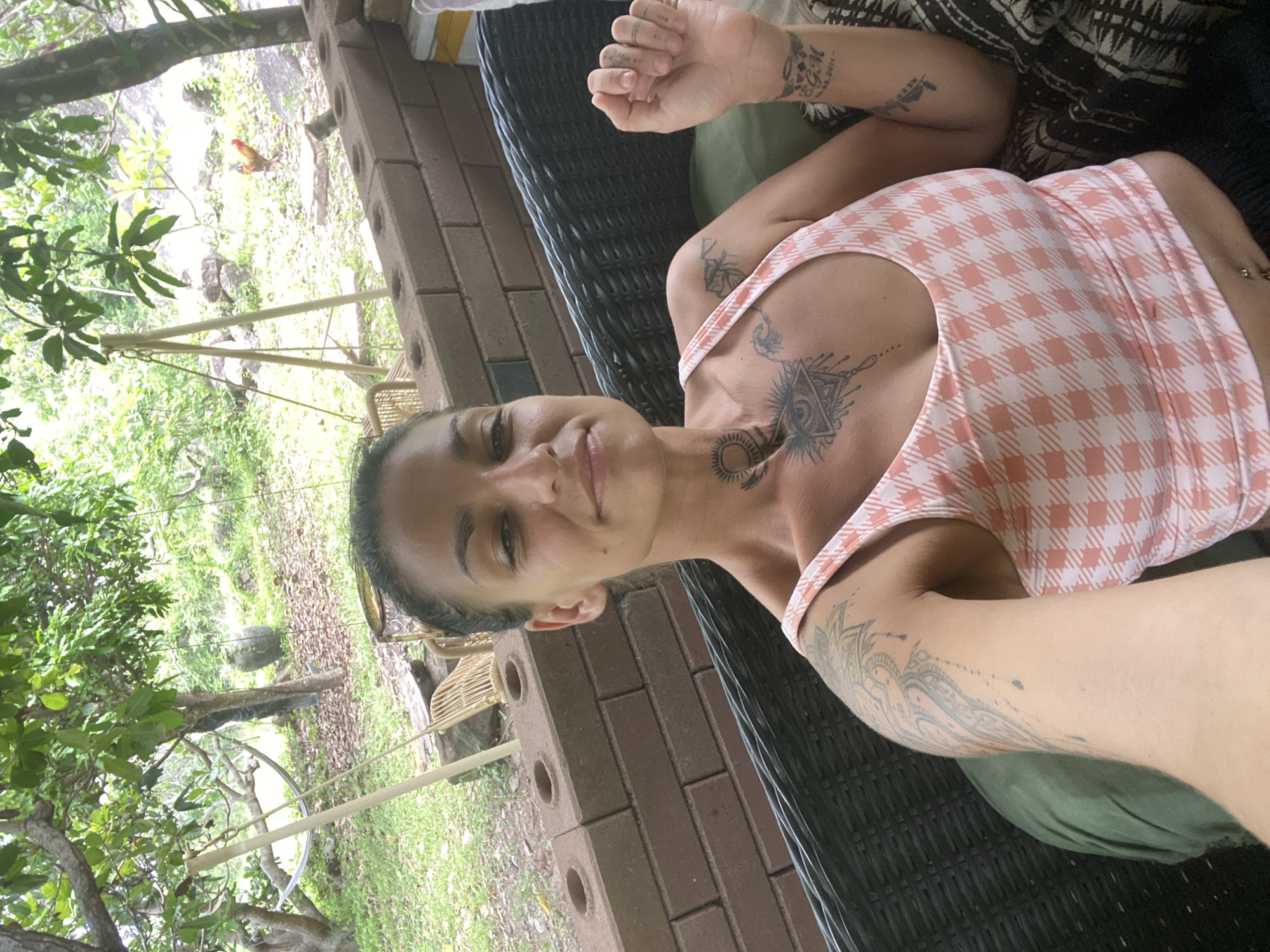Lazy morning at a Mũi Né guesthouse with dogs, cats, and chickens