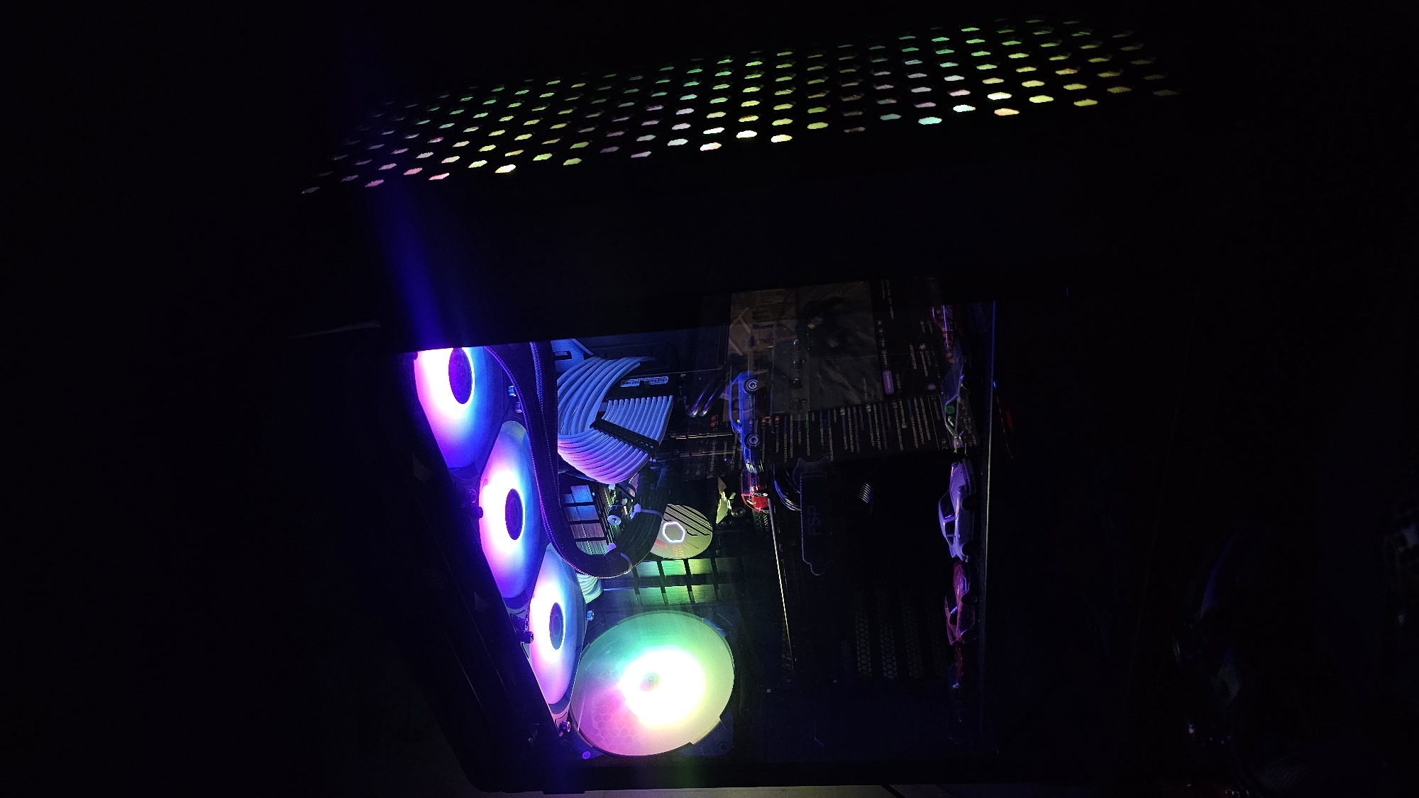 RGB-lit PC components documented in Varna, Bulgaria