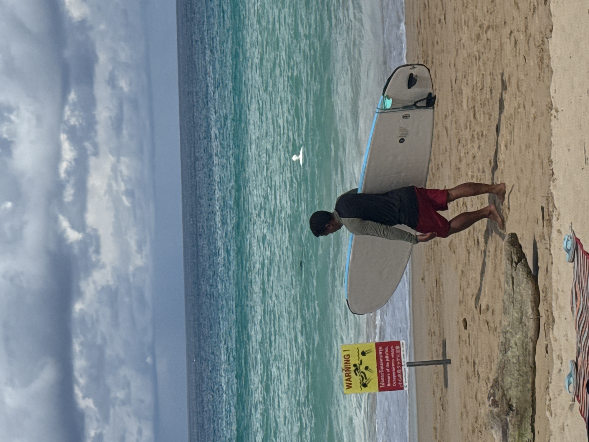 Beach day activities across multiple angles in tropical setting