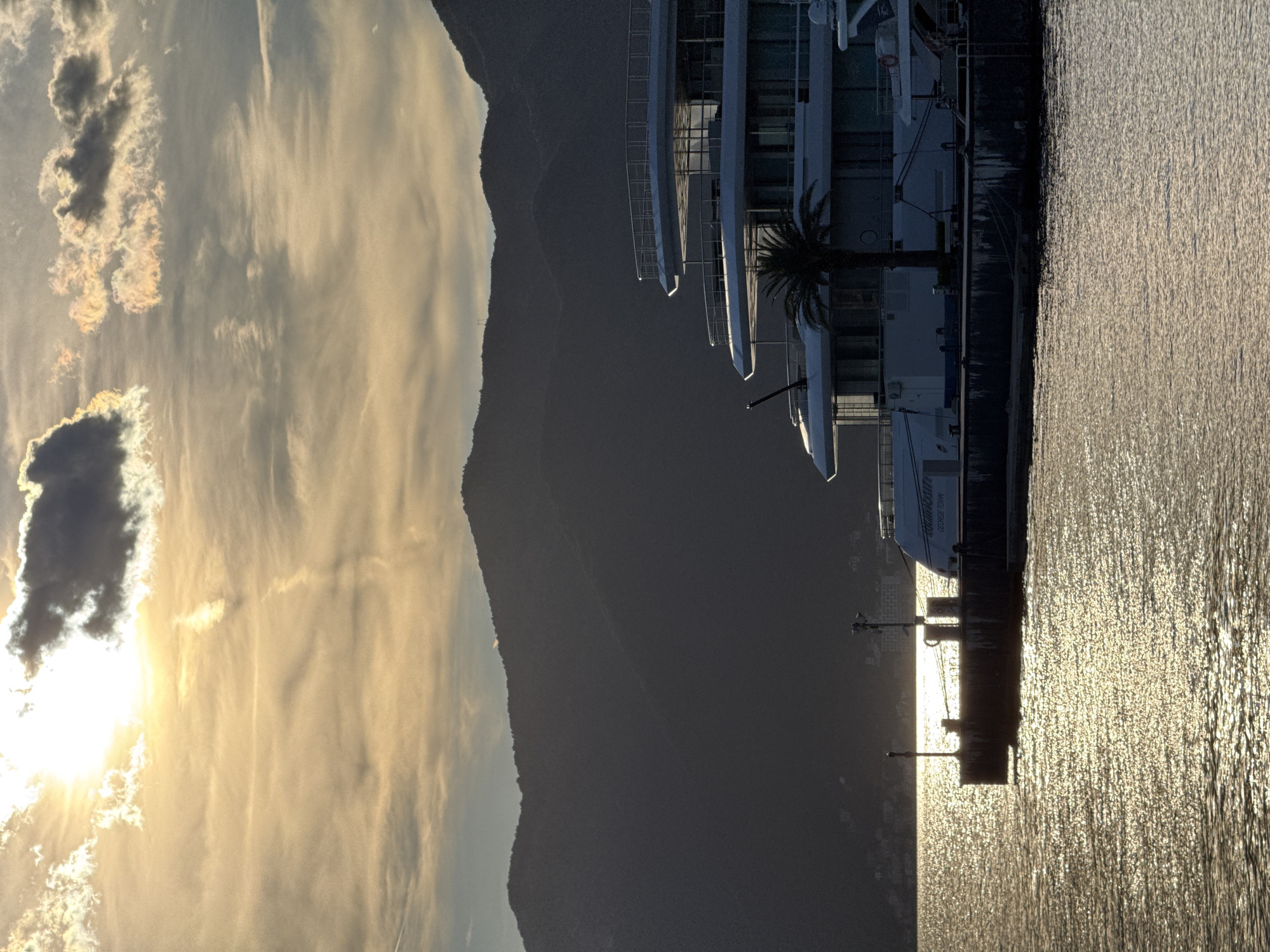 Evening scenes at Porto Montenegro marina with yachts and sunset