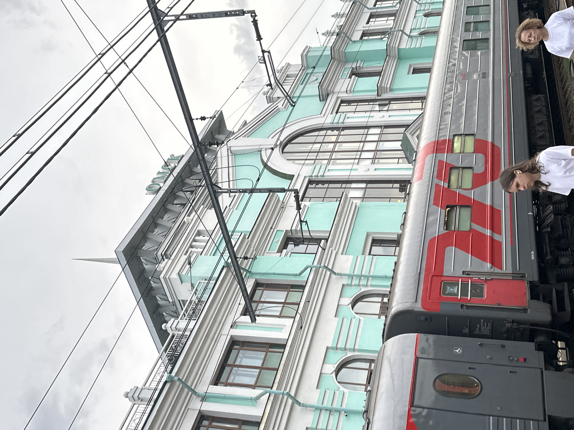 Omsk's main railway station on a stormy July afternoon