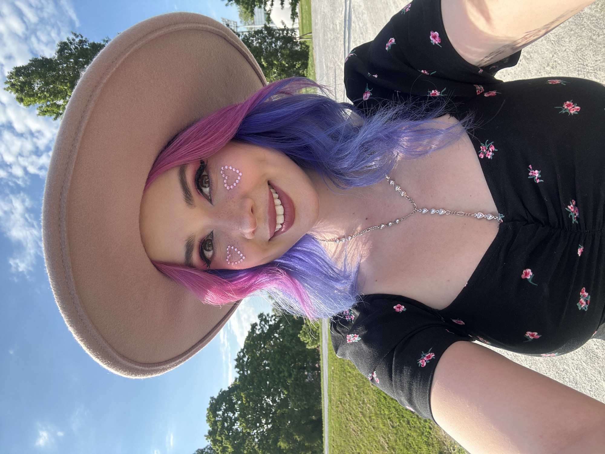 Woman takes selfie in sunny Zagreb park