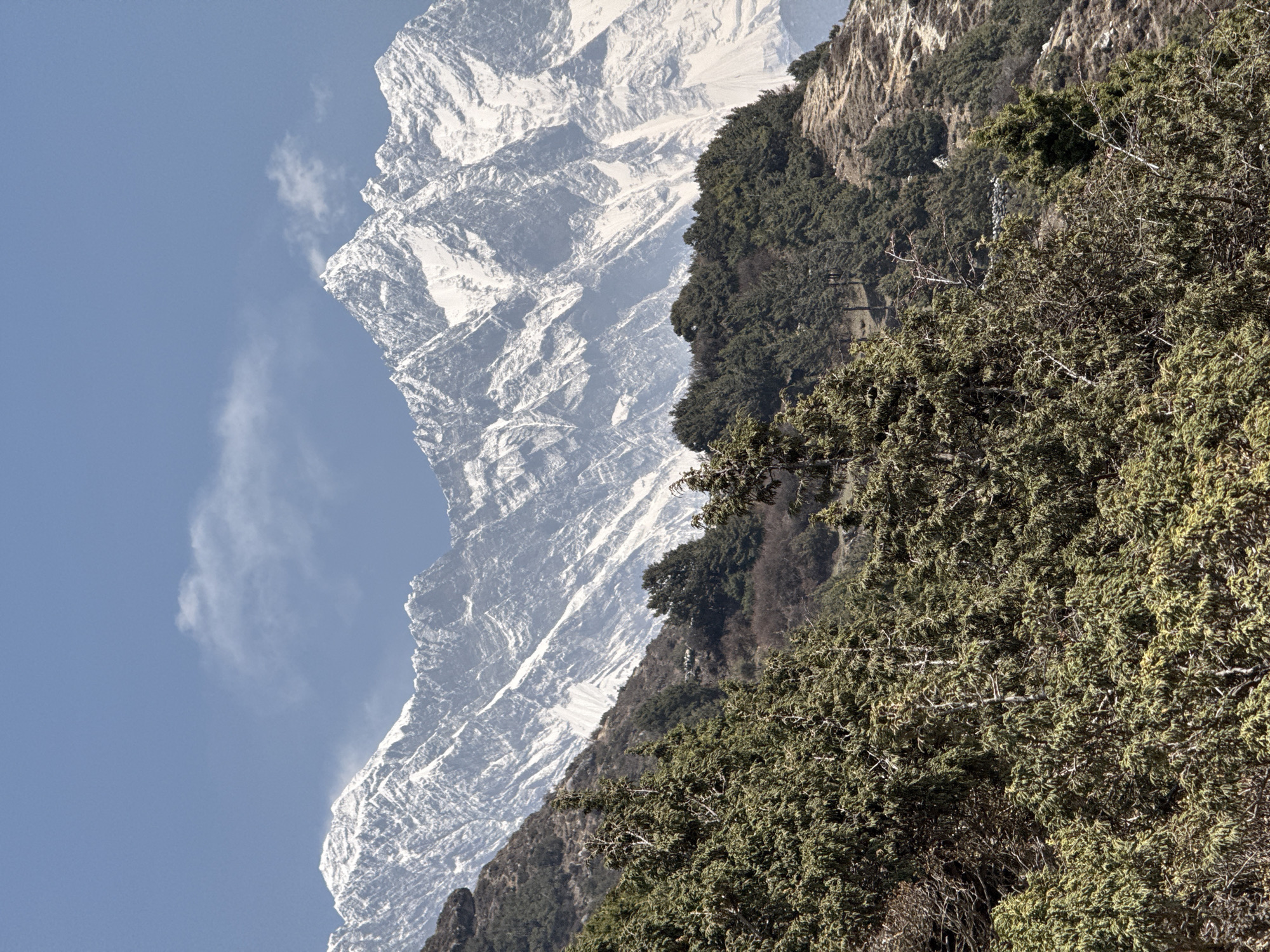 Morning mountain vistas captured near Khumjung village, Nepal
