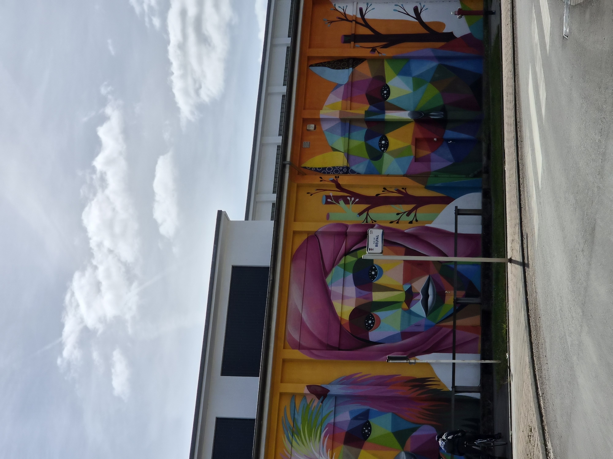 Vibrant geometric mural spotted on Esch-sur-Alzette building facade