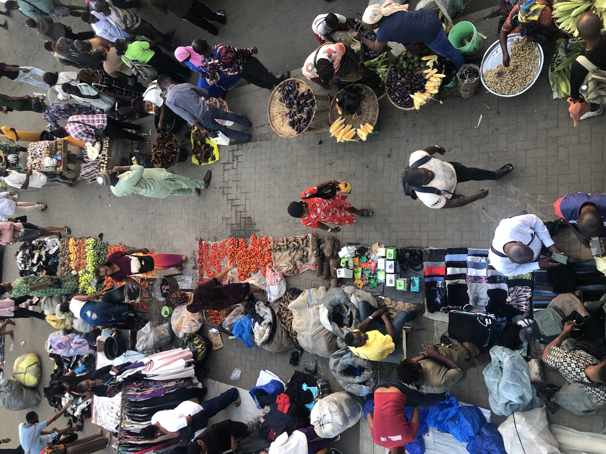 Ikeja street market buzzing with vendors and shoppers