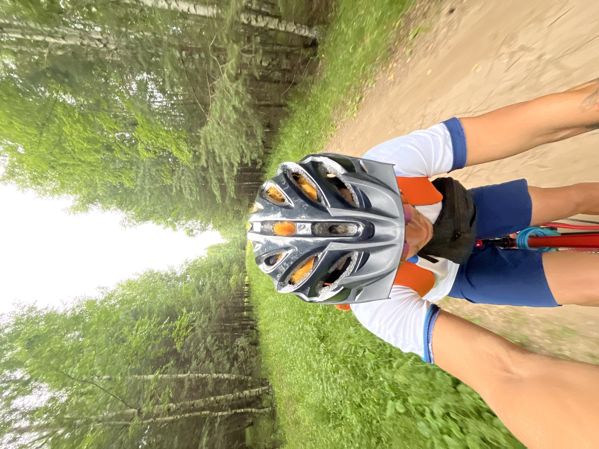 Mountain biking through forested trails near Chaikovsky, Russia