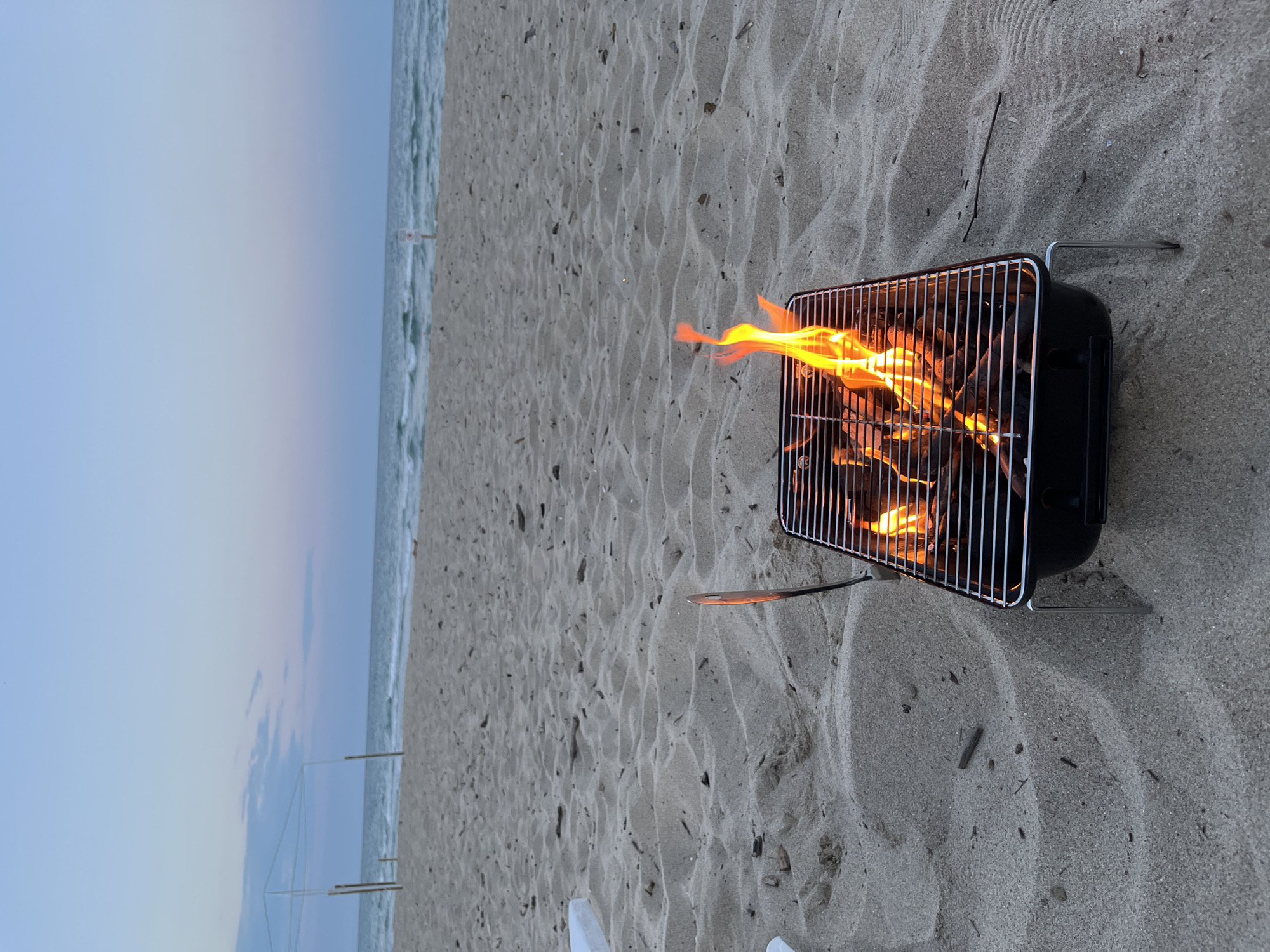 Beachside grilling at dusk on the Black Sea coast
