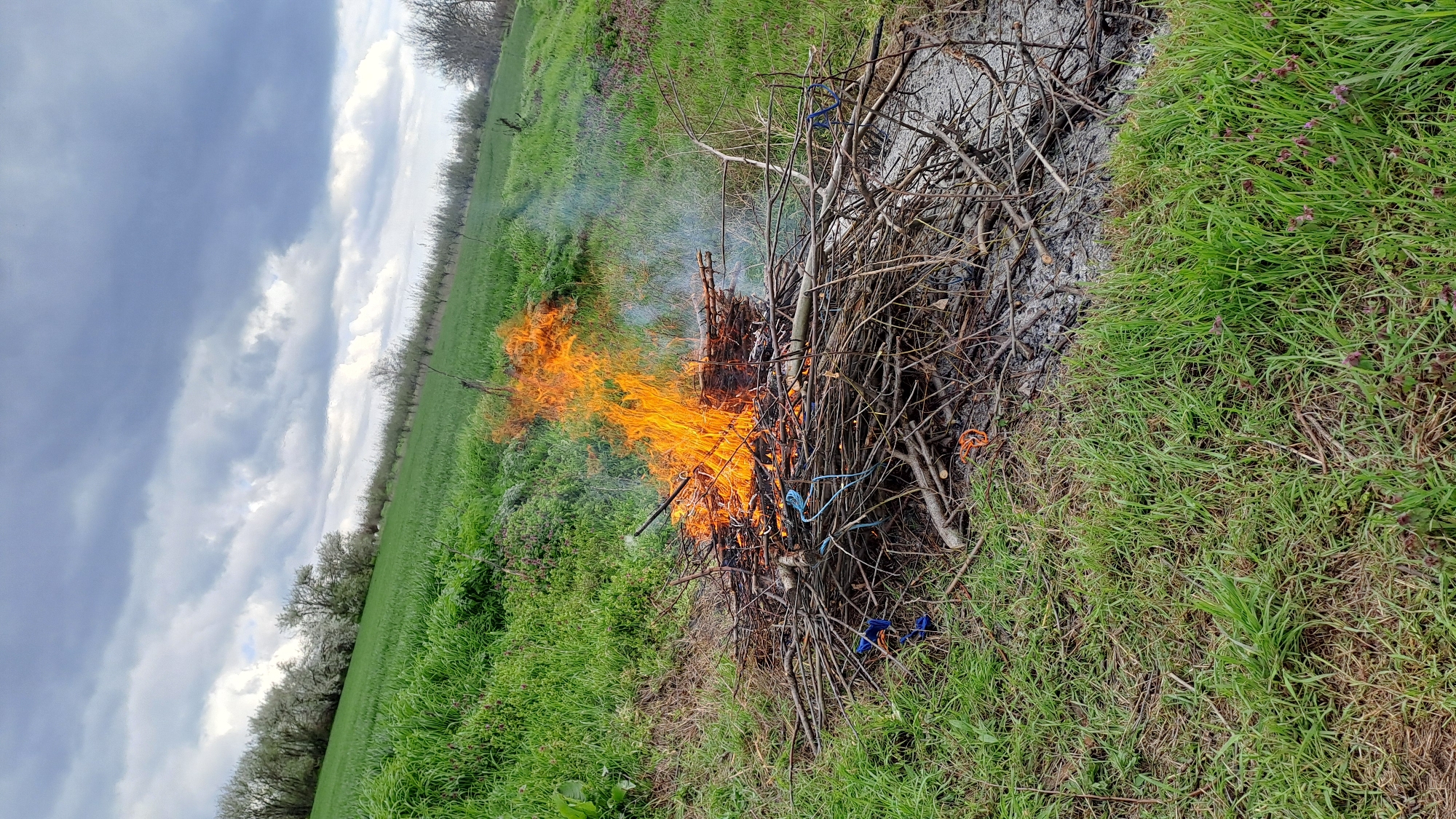 Bonfire burns in Bulgarian field near Profesor Ishirkovo