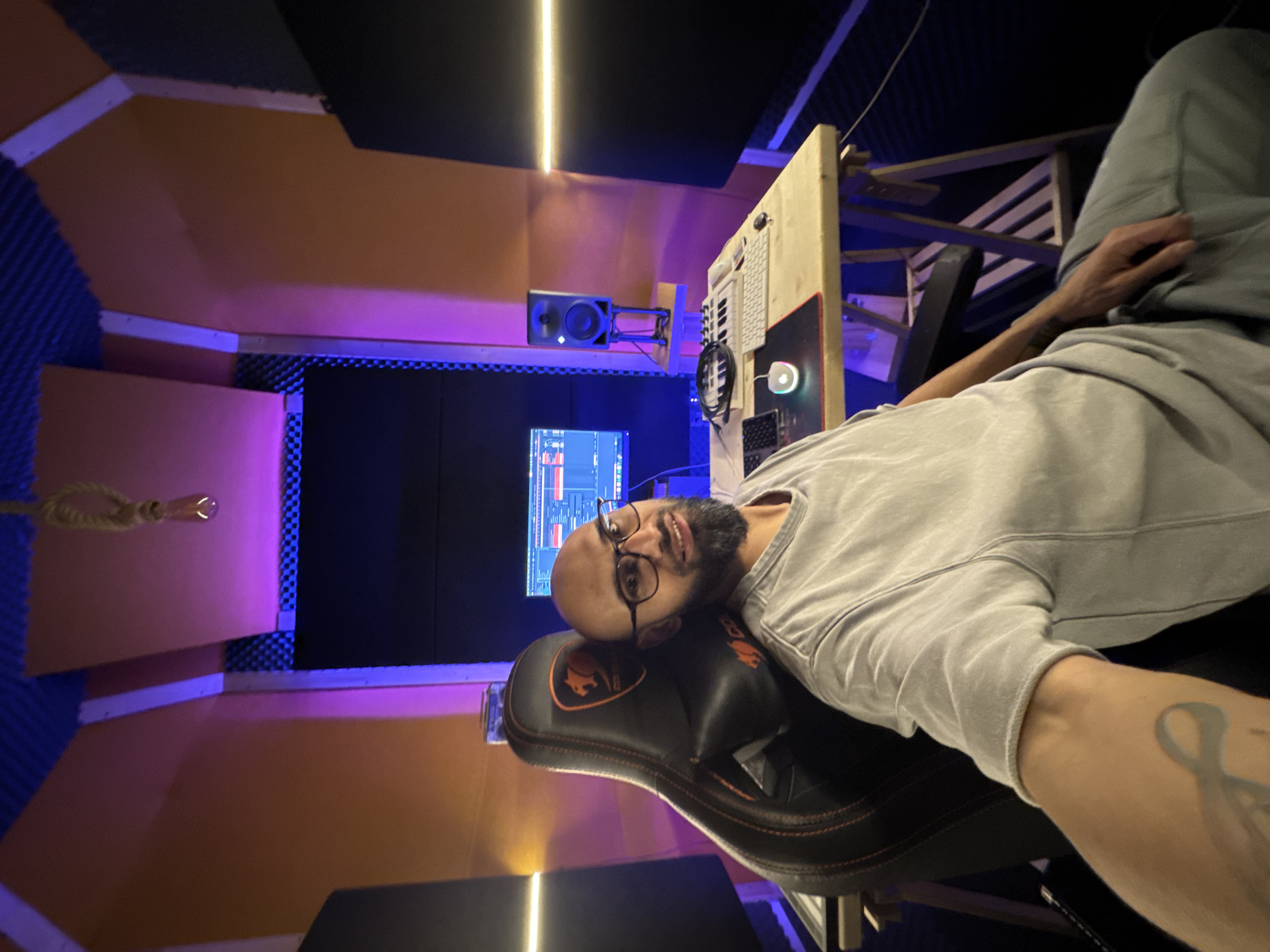 Music producer works in professional studio in Plovdiv