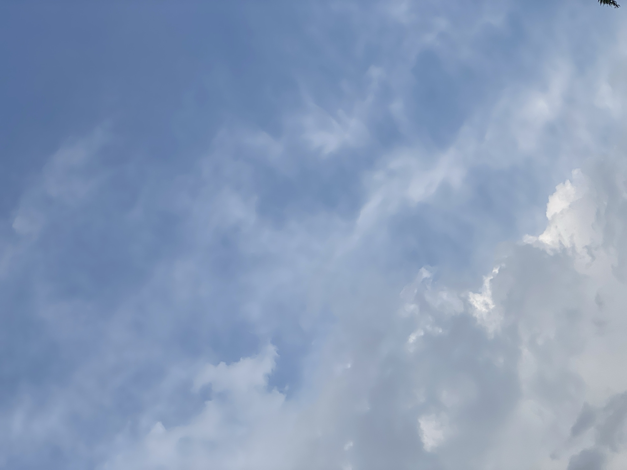 Fair weather with scattered clouds observed in urban area