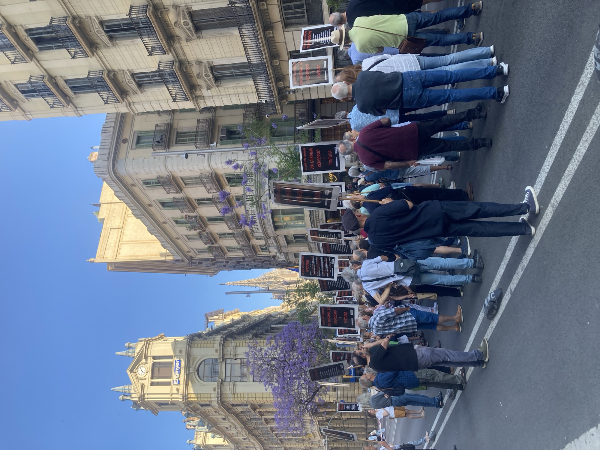Barcelona street demonstration and cultural activities captured downtown