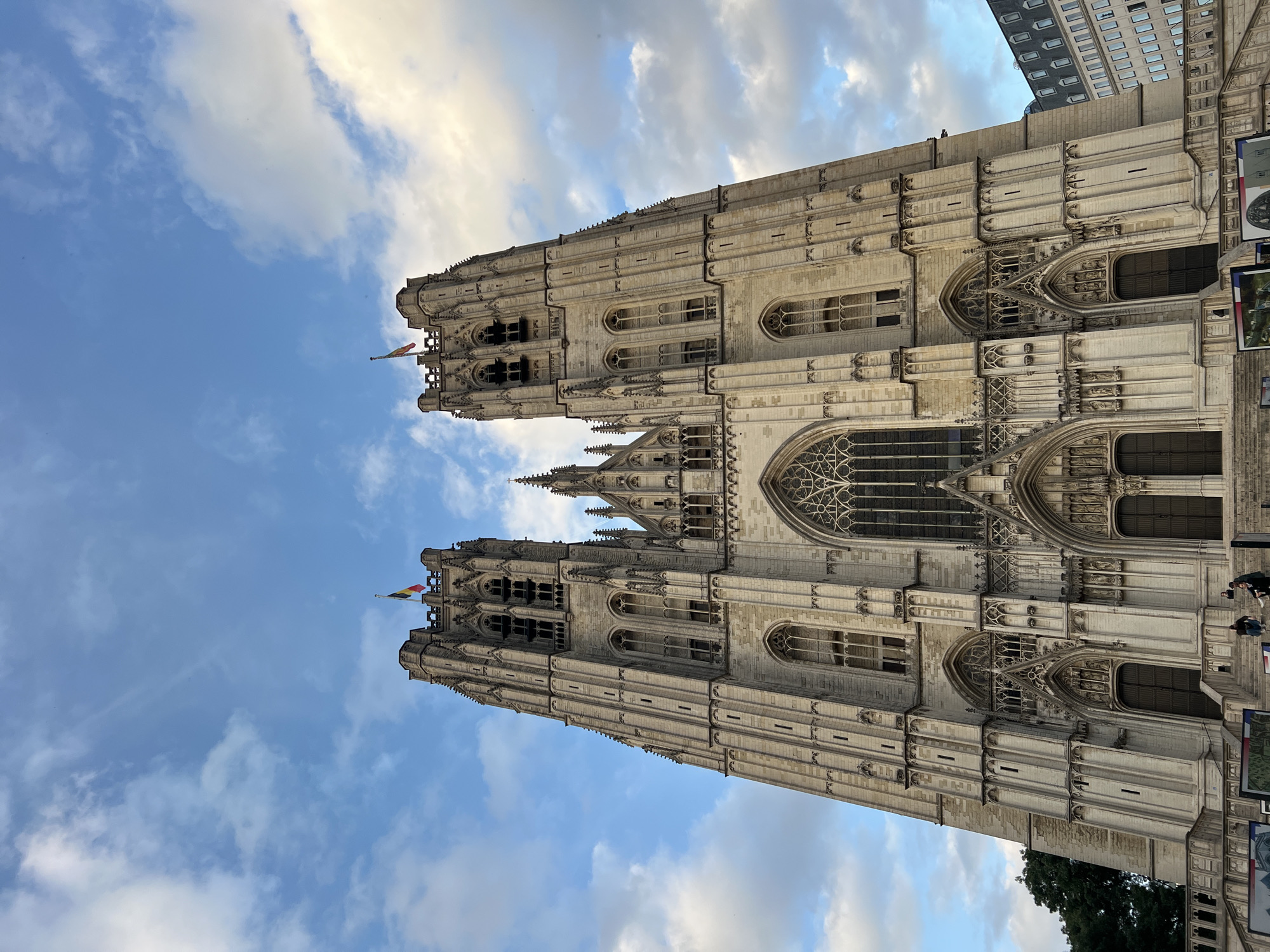 Evening views of Brussels Cathedral from multiple angles