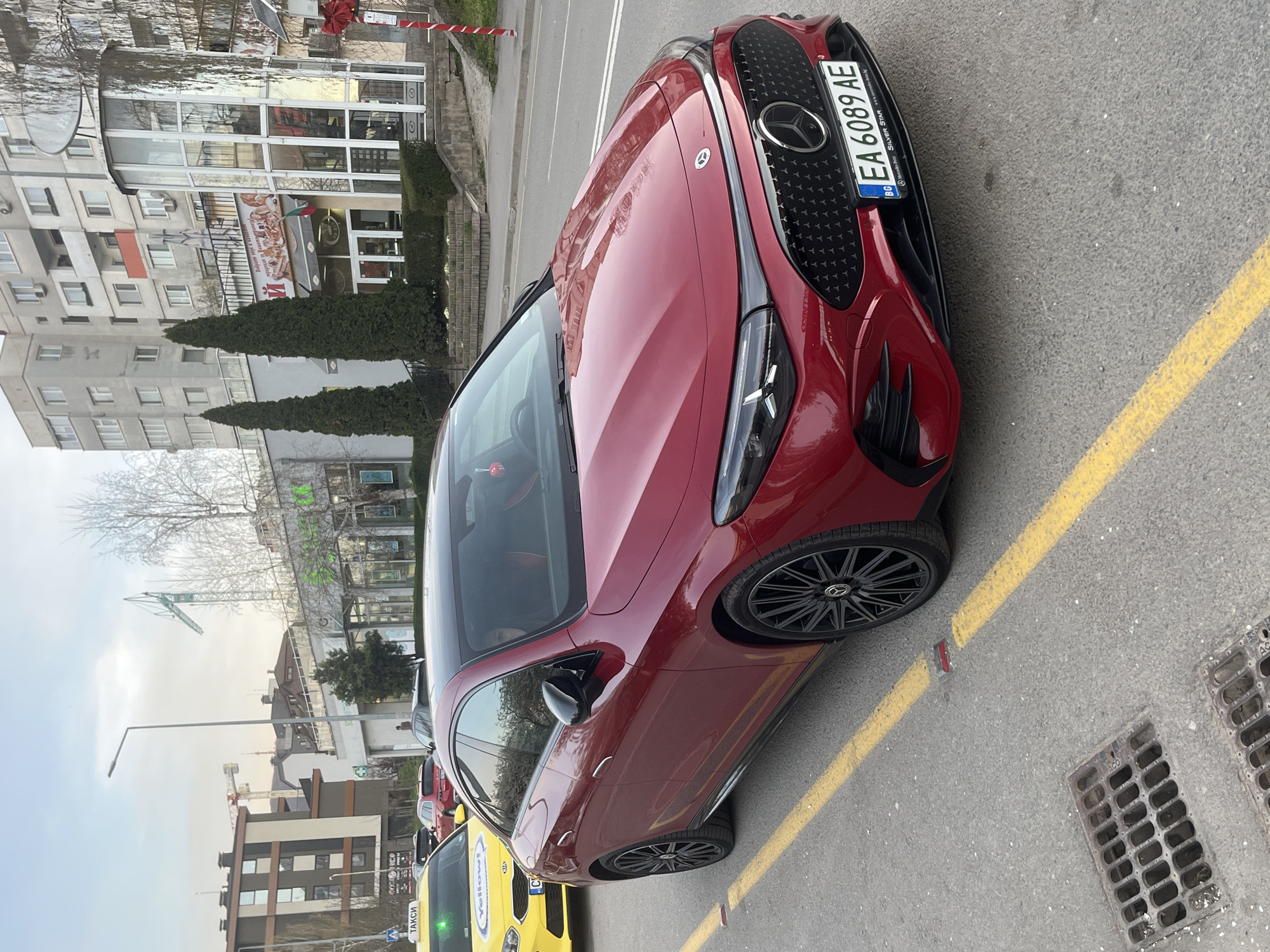 Red Mercedes spotted parked on Sofia street