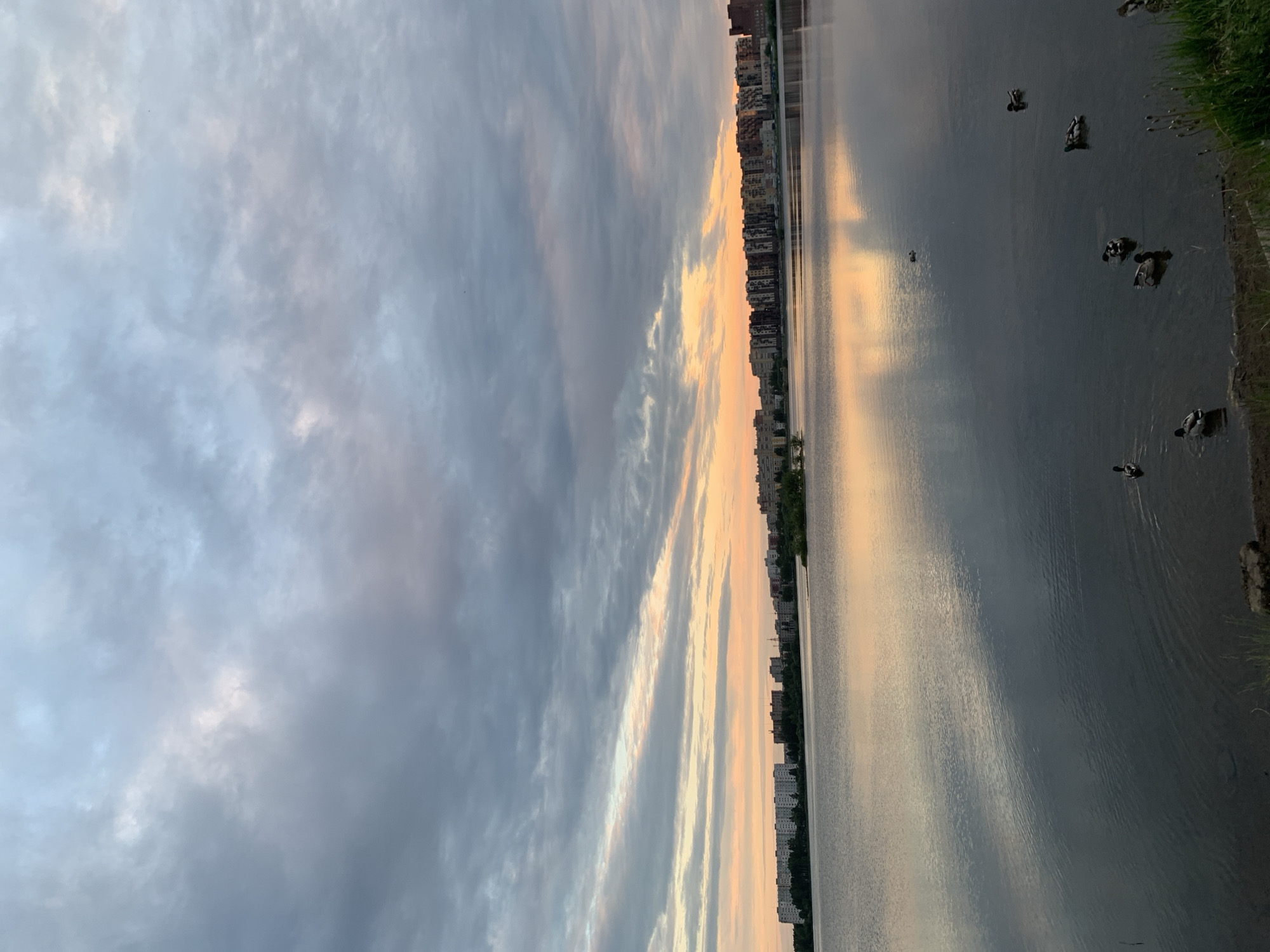 Sunset view captured over water in Severodvinsk, Russia
