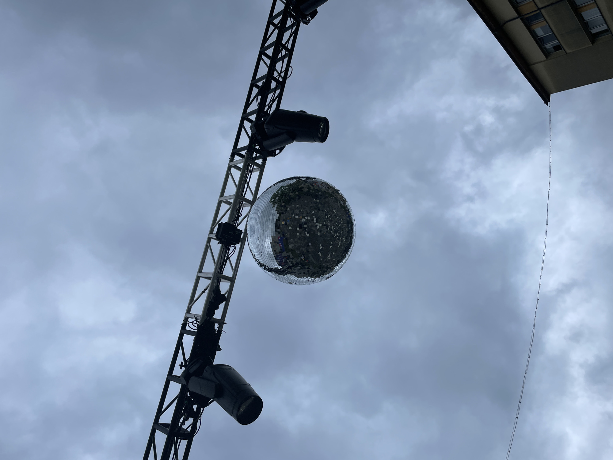 Outdoor stage construction underway in Iași, Romania