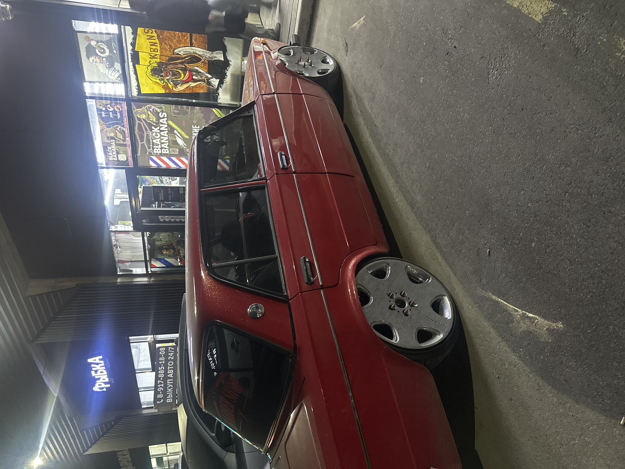 Red Lada with custom rims spotted parked in Nizhnekamsk
