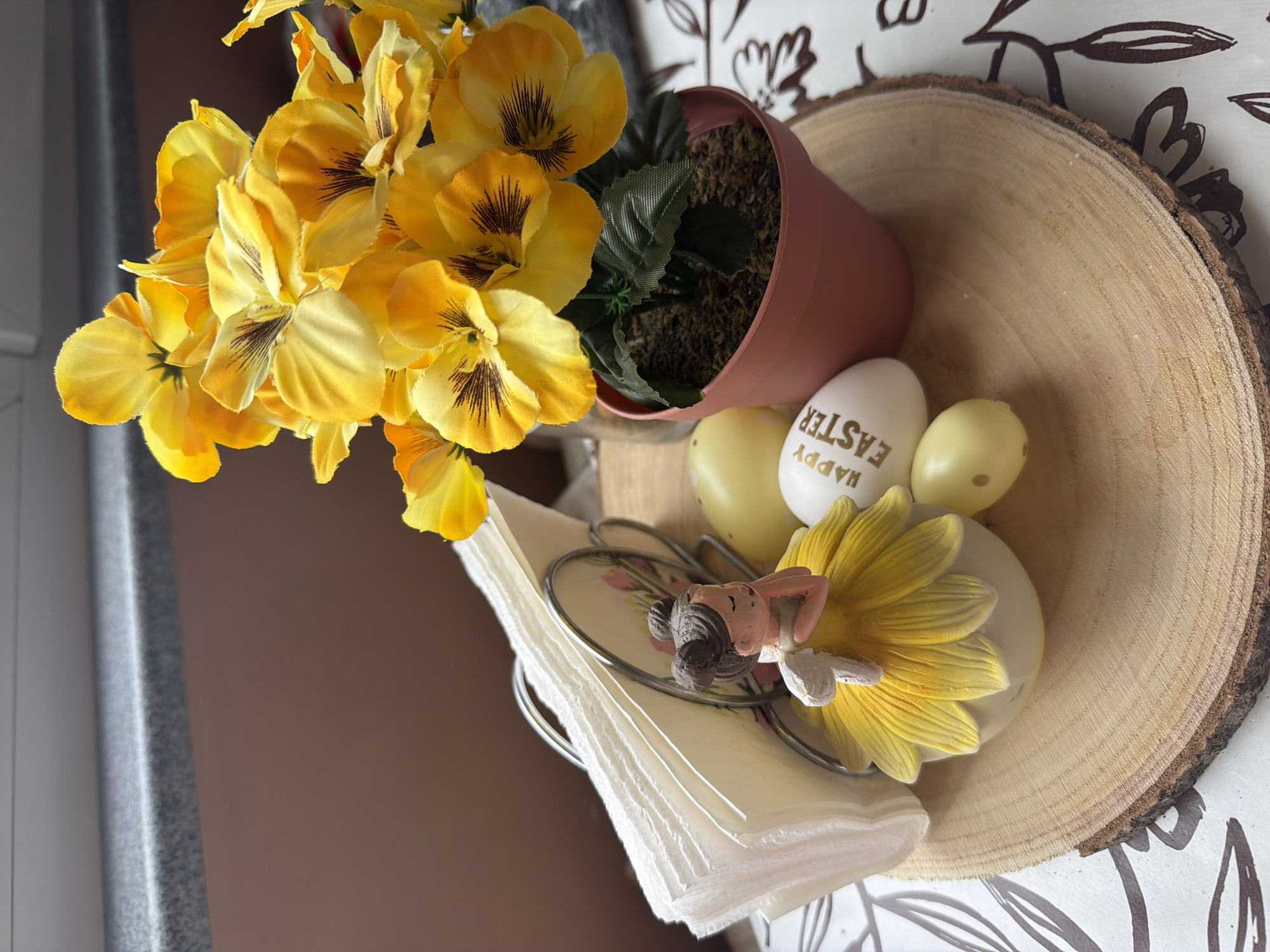 Easter morning domestic moments with cat in Buhovo, Bulgaria