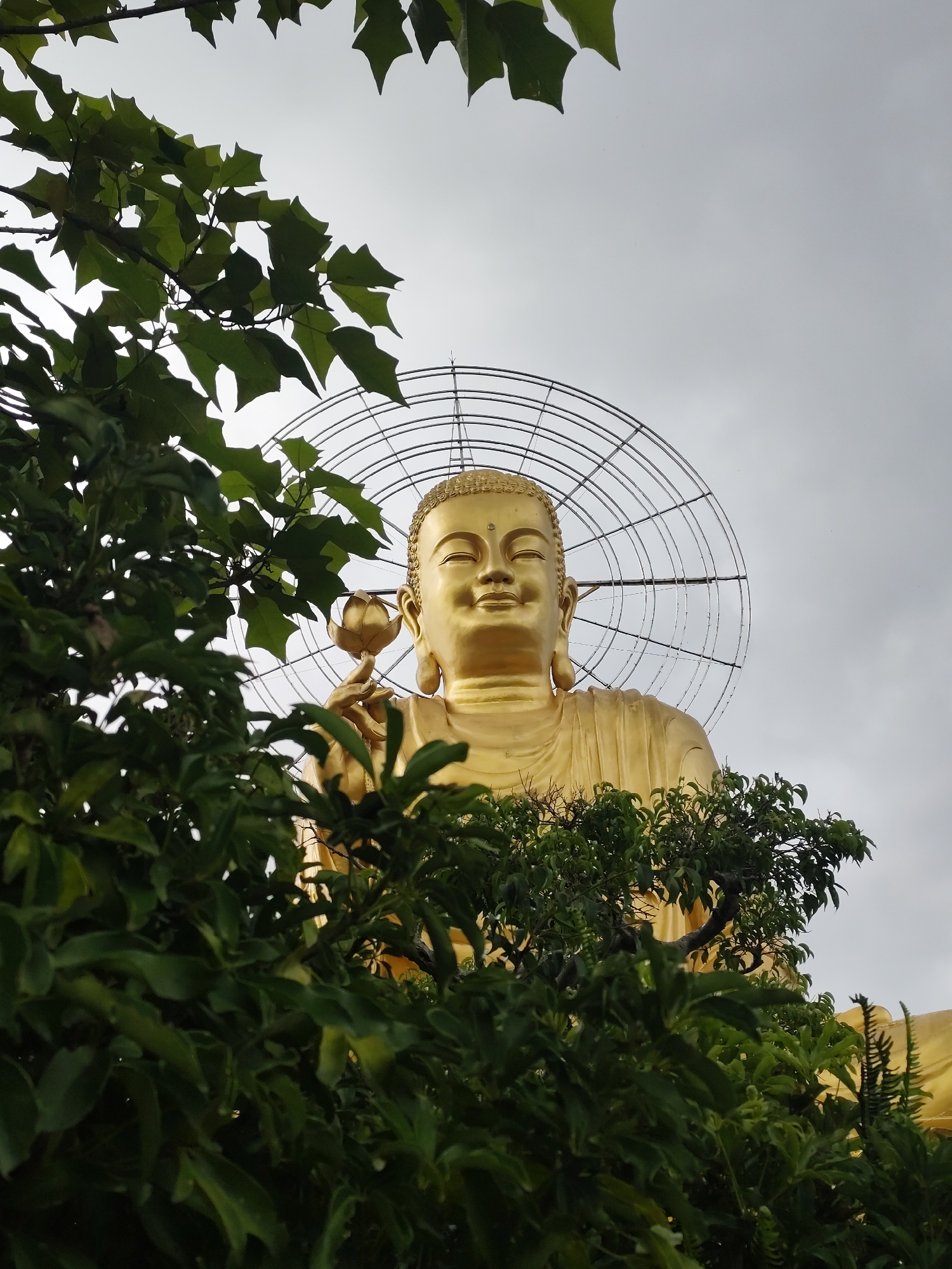 Buddhist temple visit in Đà Lạt with golden Buddha statue