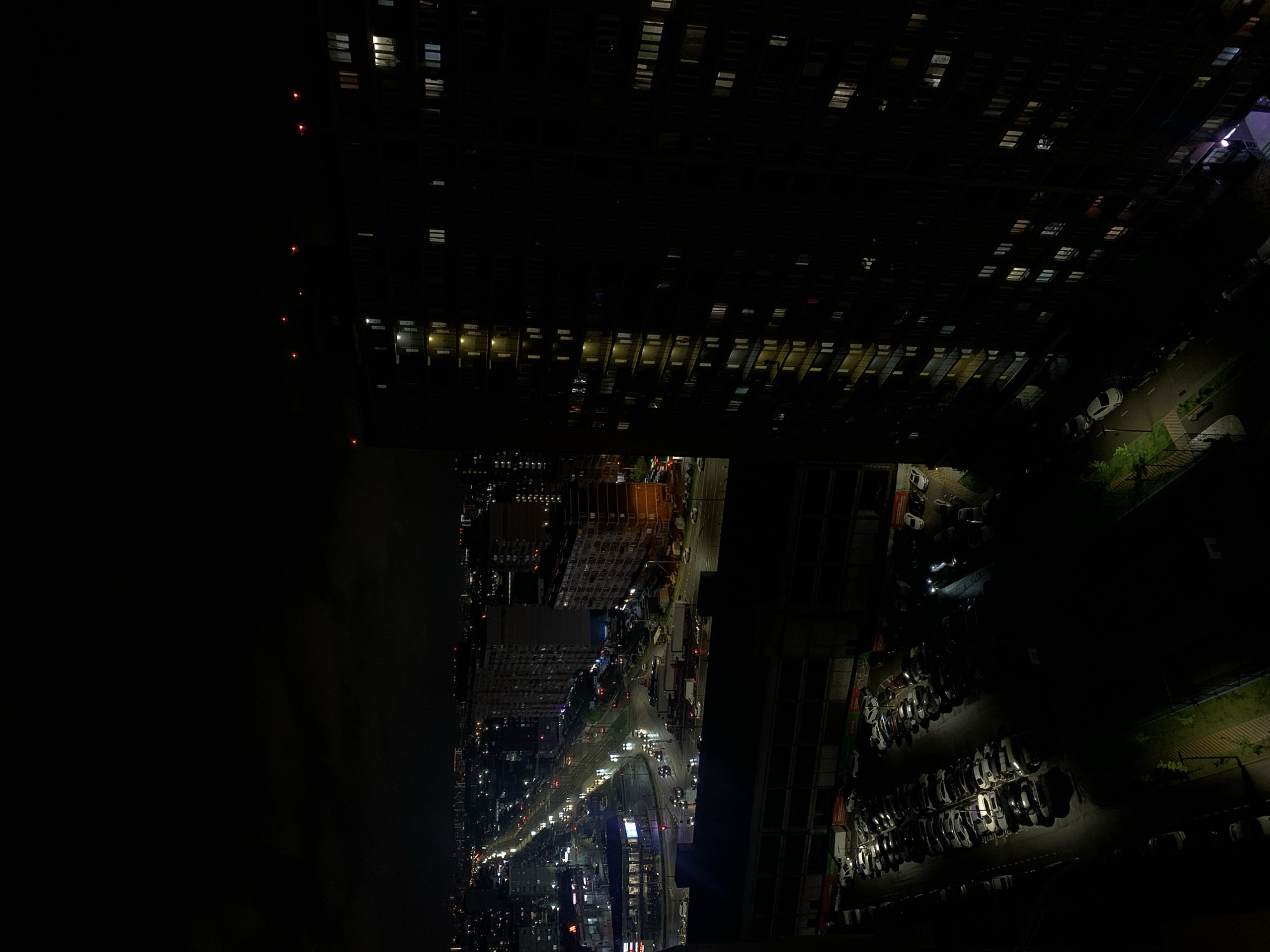 Nighttime aerial view captured over Krasnodar urban district