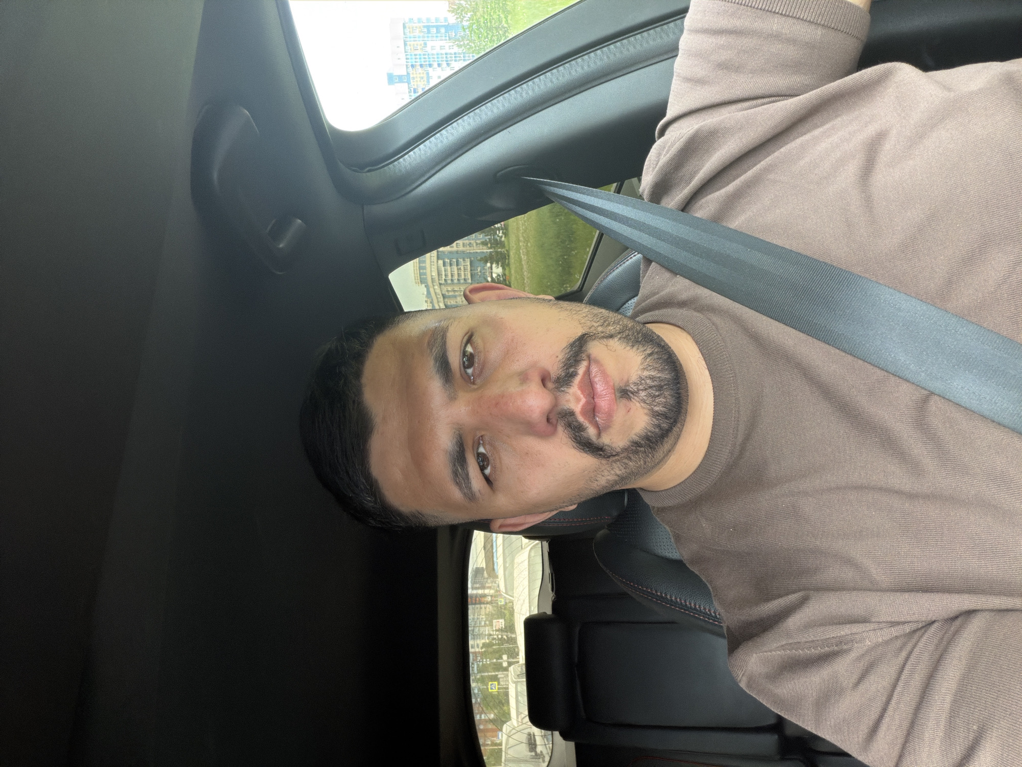 Driver captured in traffic during morning commute in Krasnoyarsk