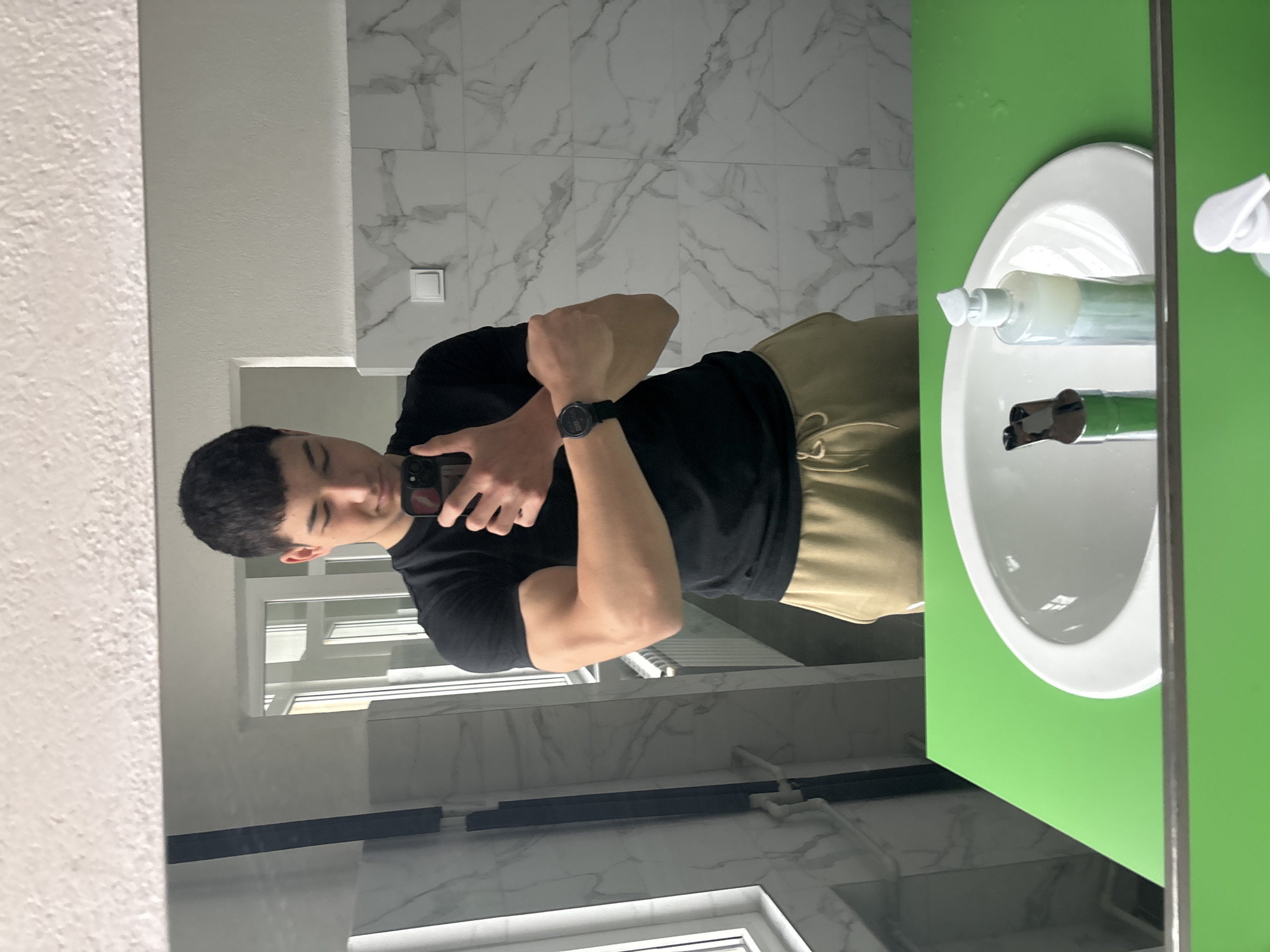 Man takes bathroom selfies in Zlatograd, Bulgaria early morning