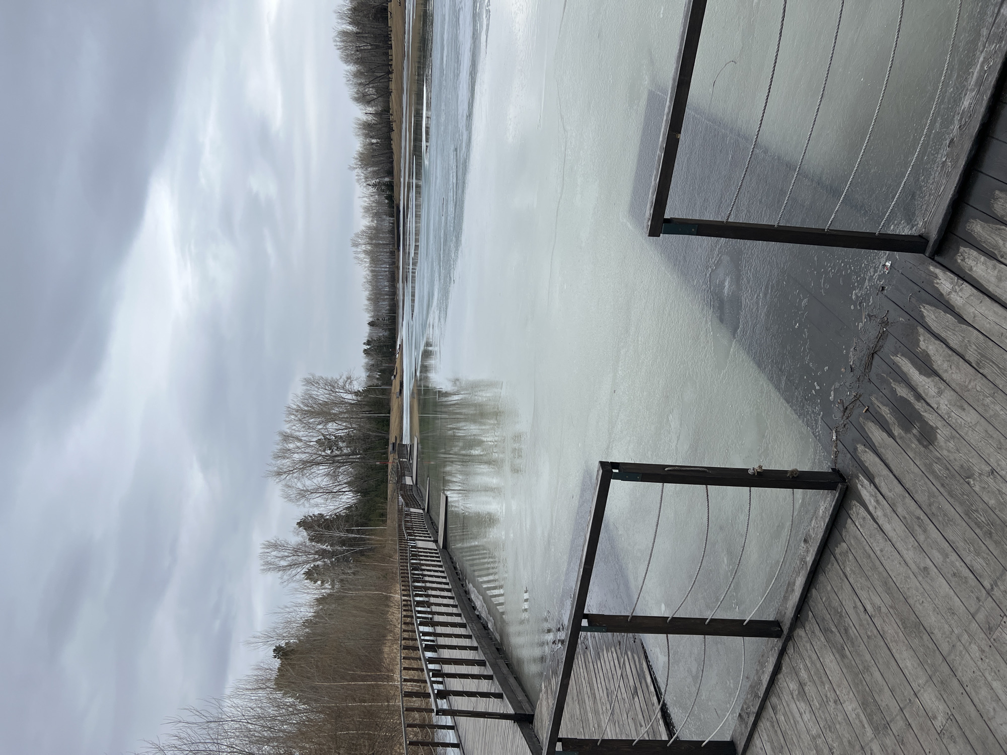 Frozen lake captured from boardwalk in Krasnoyarsk, Russia