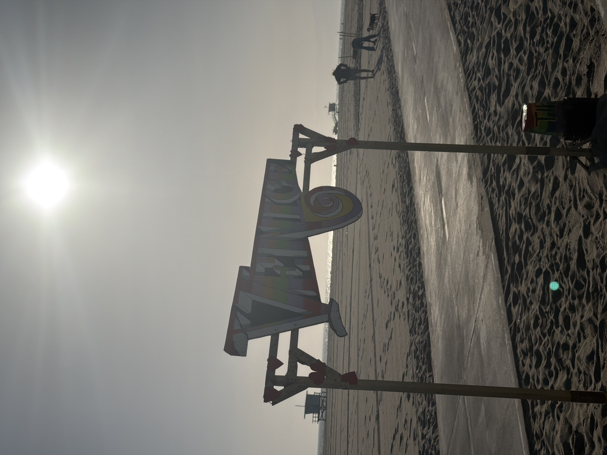 Geometric object photographed on sunny Los Angeles beach